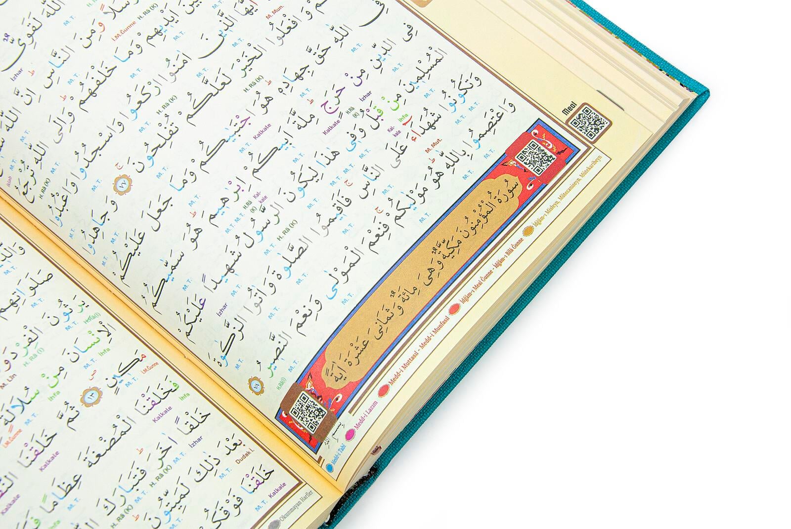 Termoderi Ciltli Satır Altı Tecvidli Kuranı Kerim - Bilgisayar Hatlı - Orta Boy -  Turkuaz Renk - Seda Yayınları