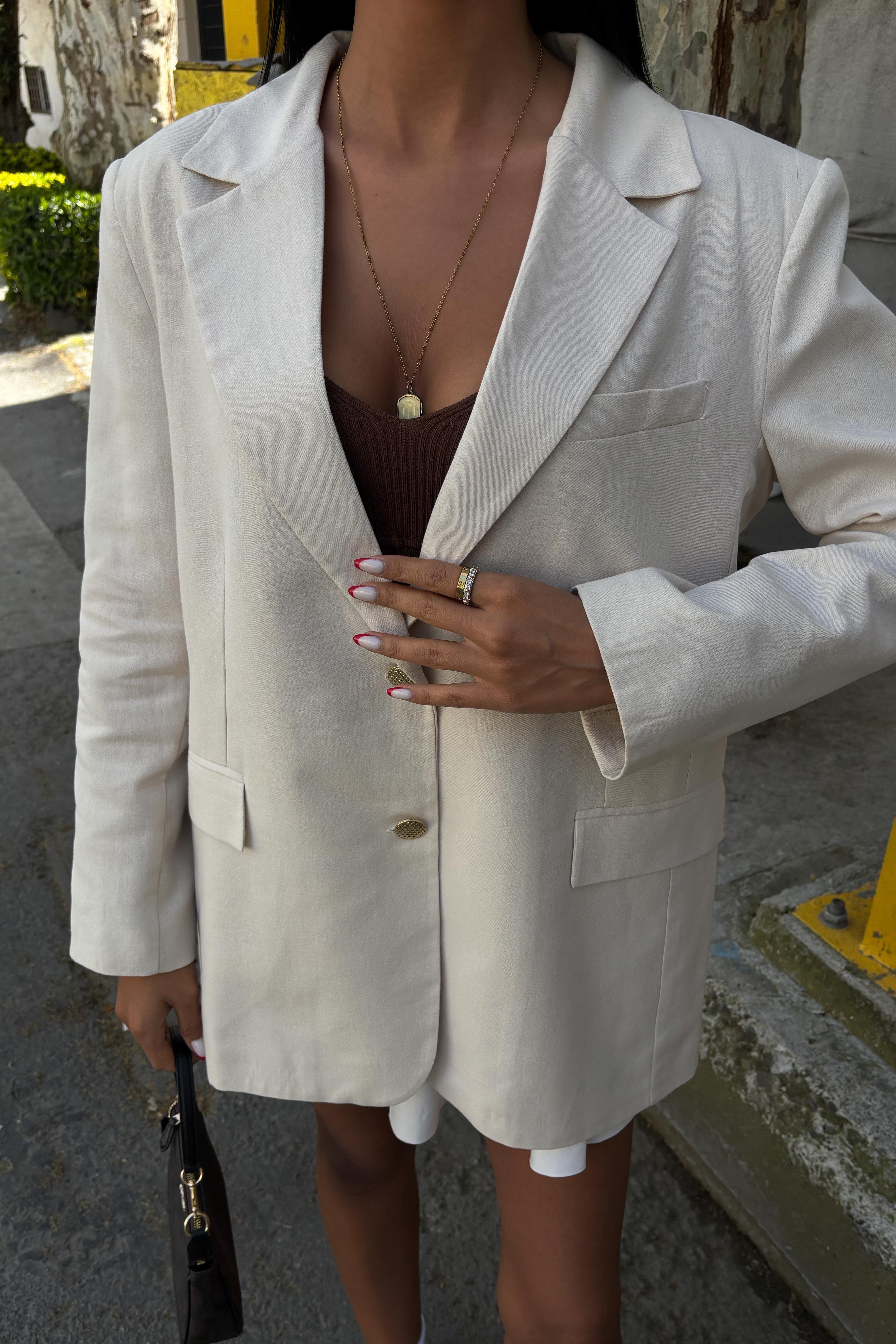 Agnes Blazer Keten Ceket  6105 R7-E-K4