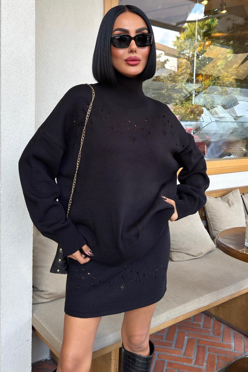 Ajur Detaylı Balıkçı Yaka Triko Takım 10256 R1-I-K1