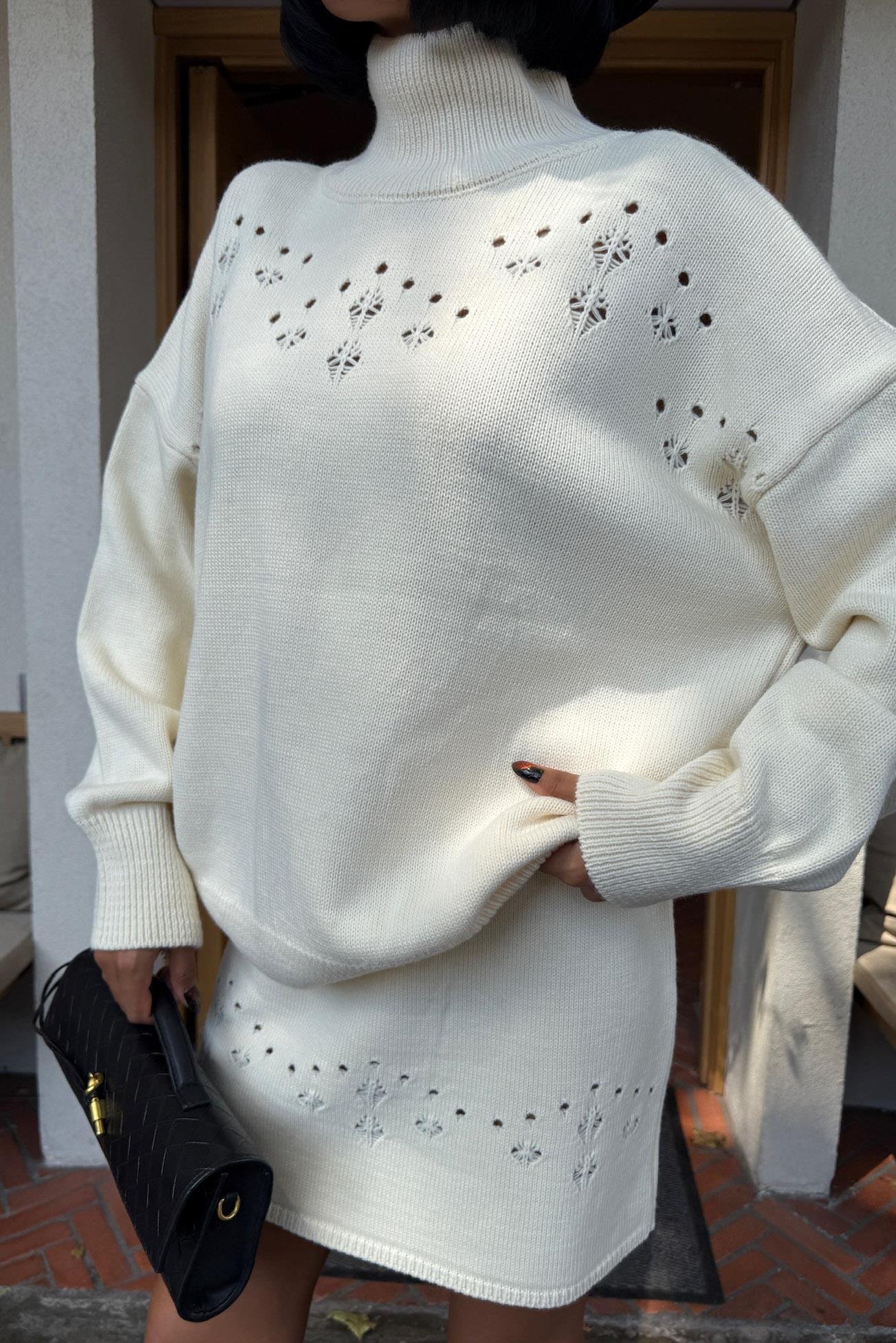 Ajur Detaylı Balıkçı Yaka Triko Takım 10256 R1-I-K1