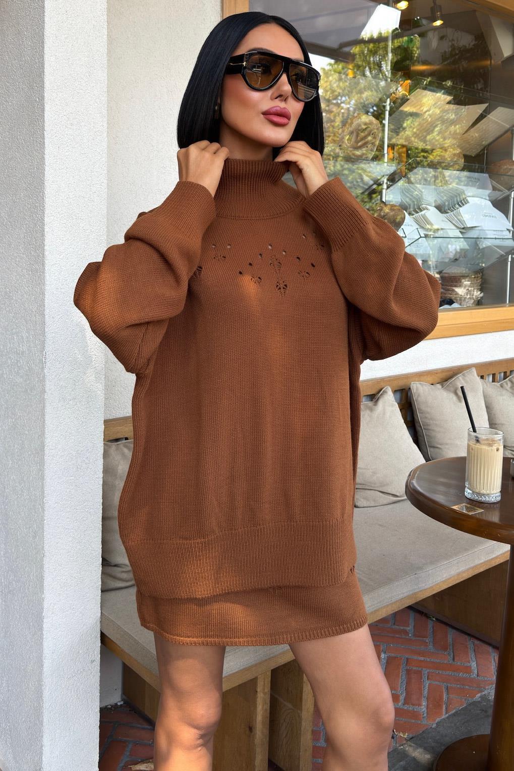 Ajur Detaylı Balıkçı Yaka Triko Takım 10256 R1-I-K1