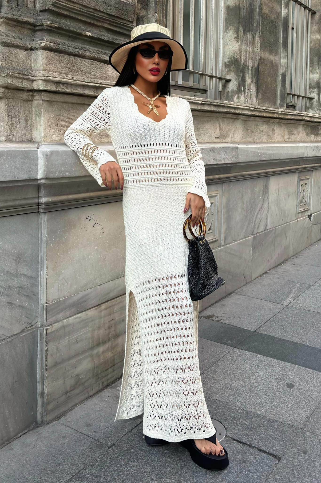 Ajur Detaylı İspanyol Kol Elbise 2840 R1-H-K3