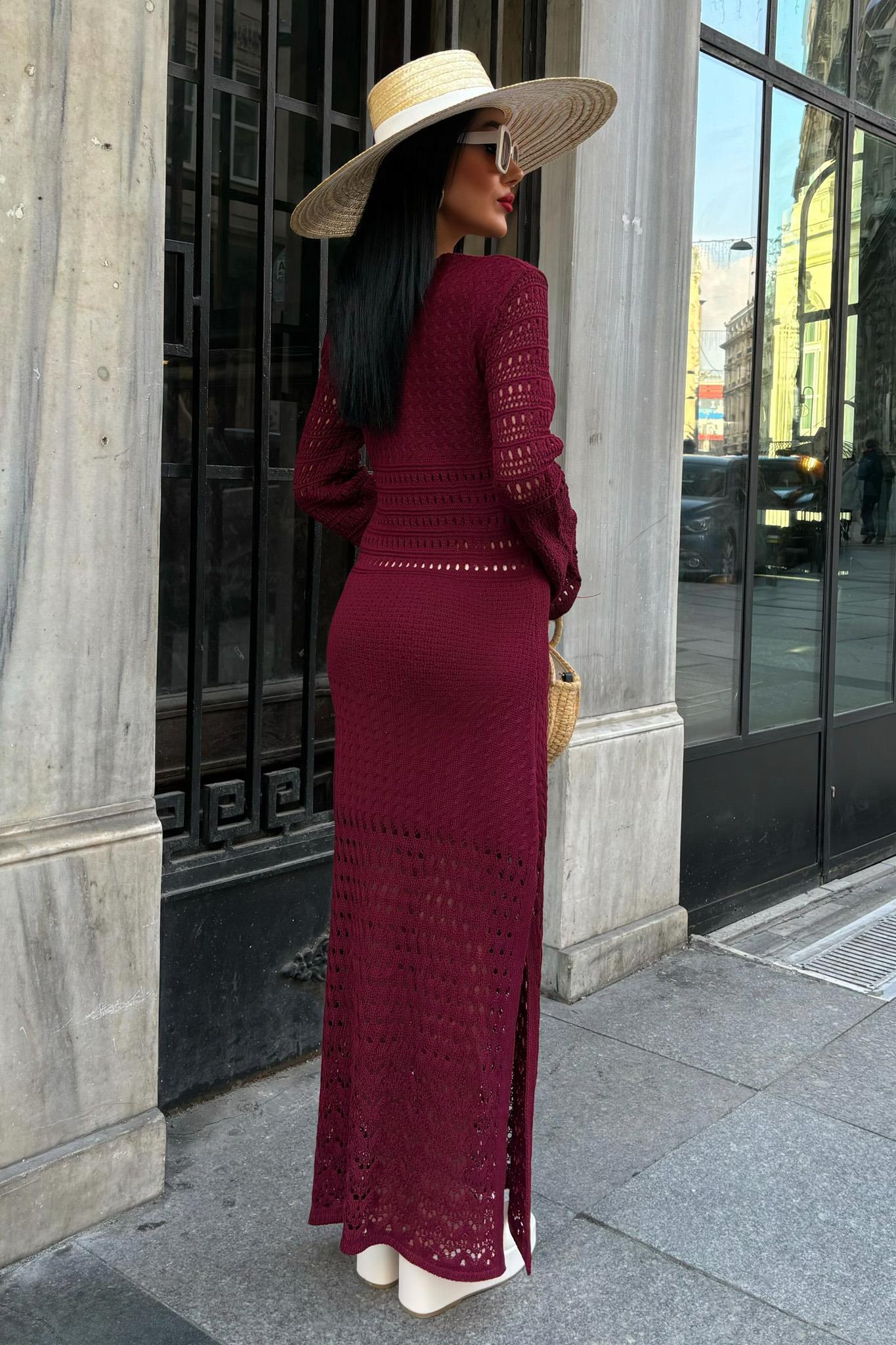 Ajur Detaylı İspanyol Kol Elbise 2840 R1-H-K3