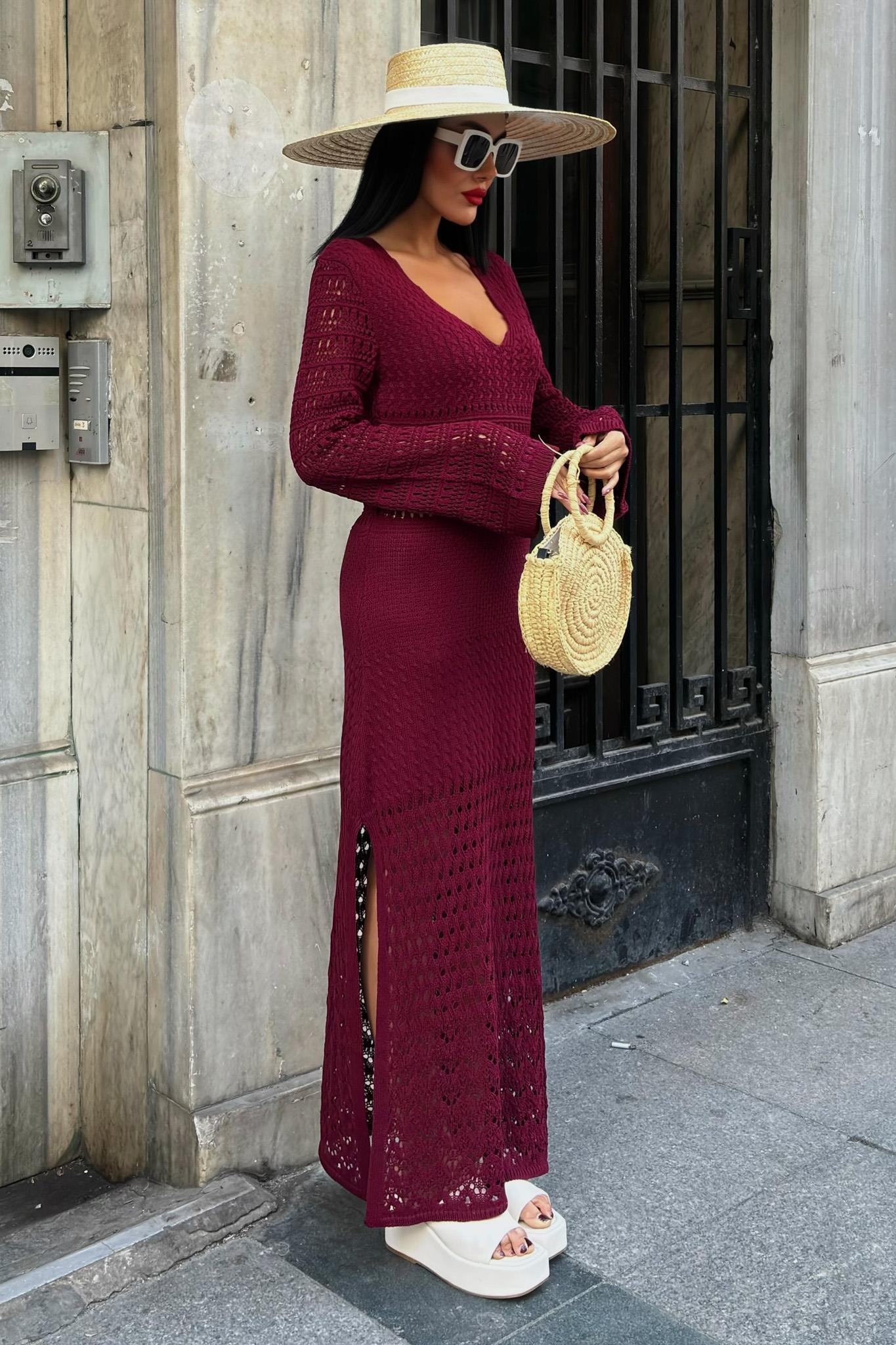 Ajur Detaylı İspanyol Kol Elbise 2840 R1-H-K3