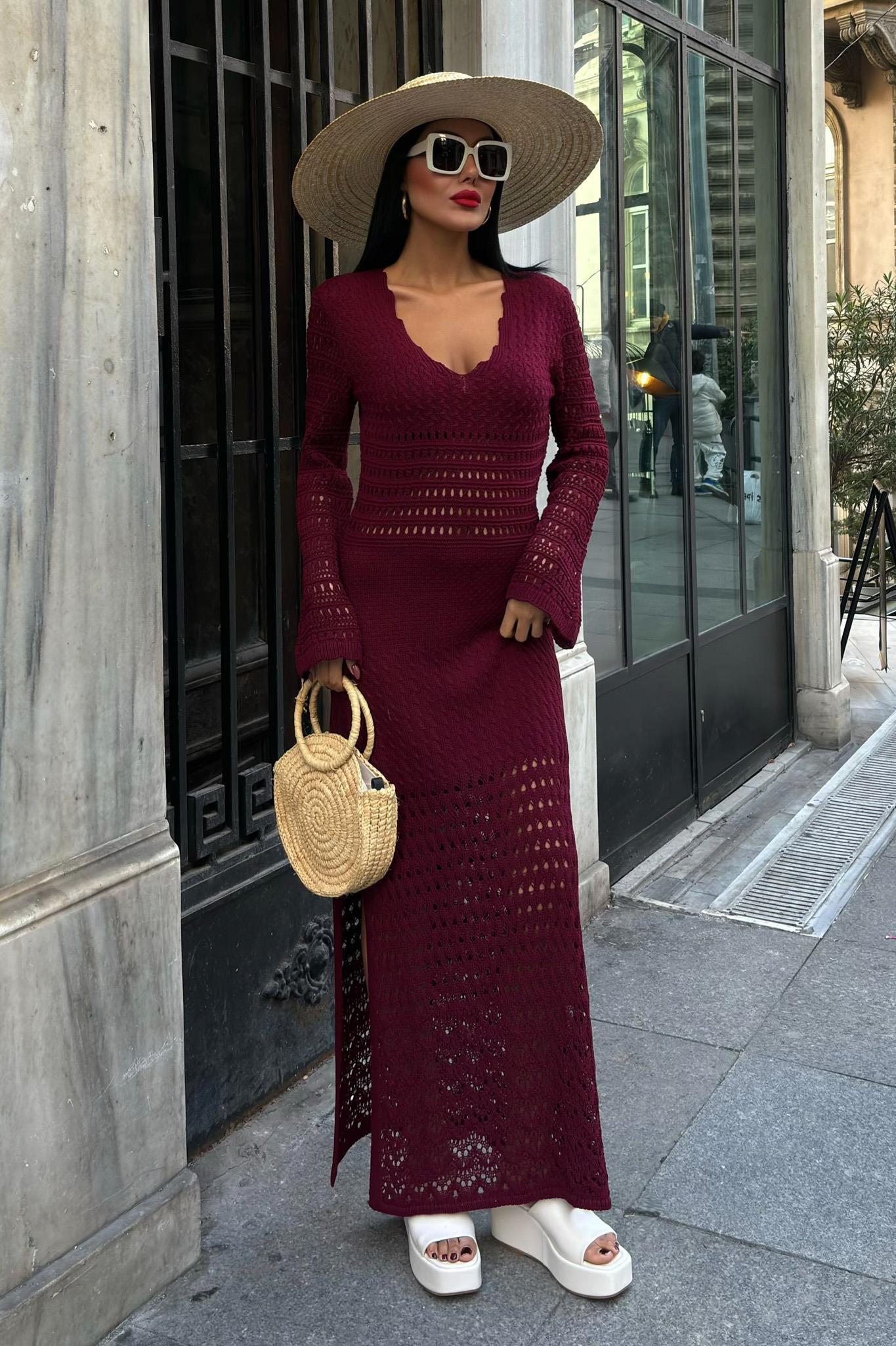 Ajur Detaylı İspanyol Kol Elbise 2840 R1-H-K3