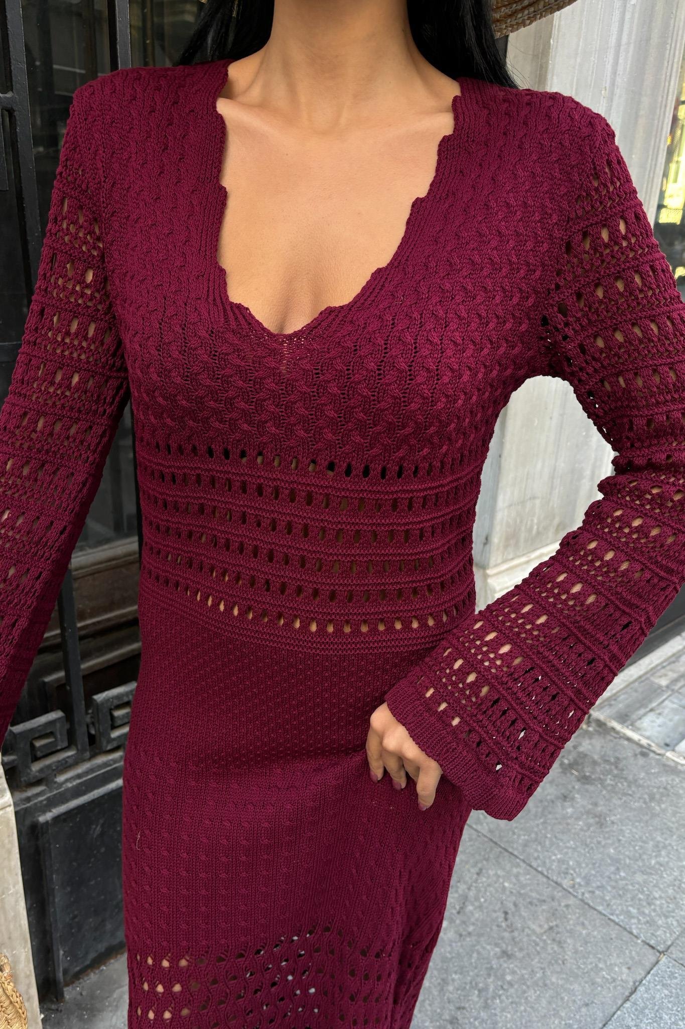 Ajur Detaylı İspanyol Kol Elbise 2840 R1-H-K3