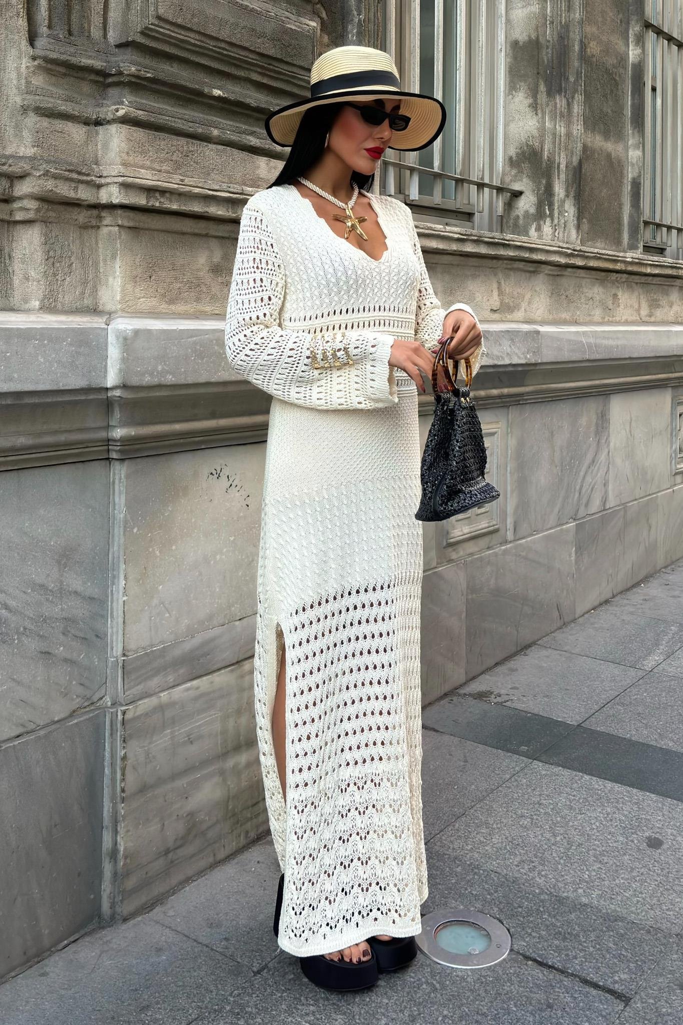 Ajur Detaylı İspanyol Kol Elbise 2840 R1-H-K3