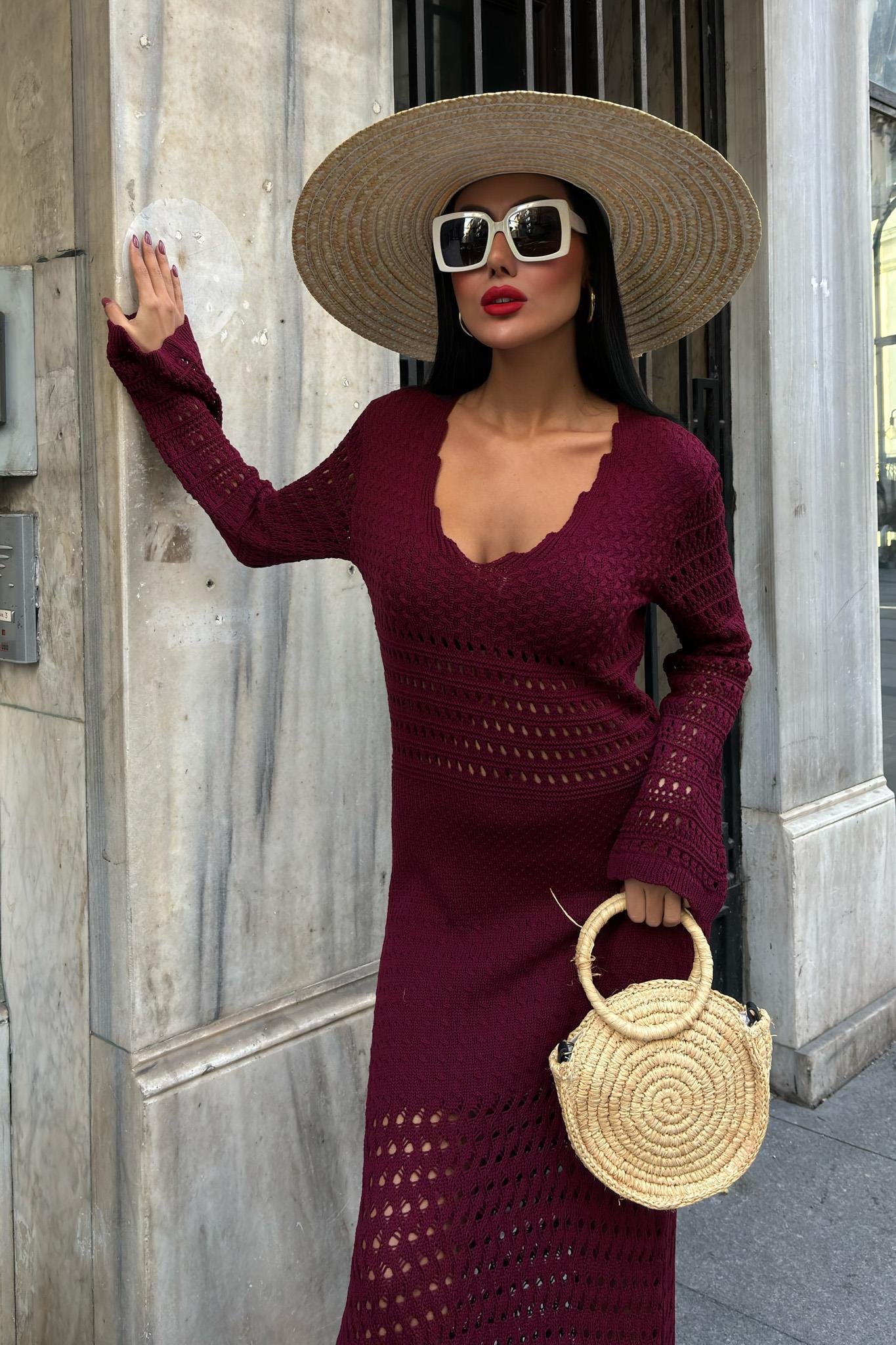 Ajur Detaylı İspanyol Kol Elbise 2840 R1-H-K3