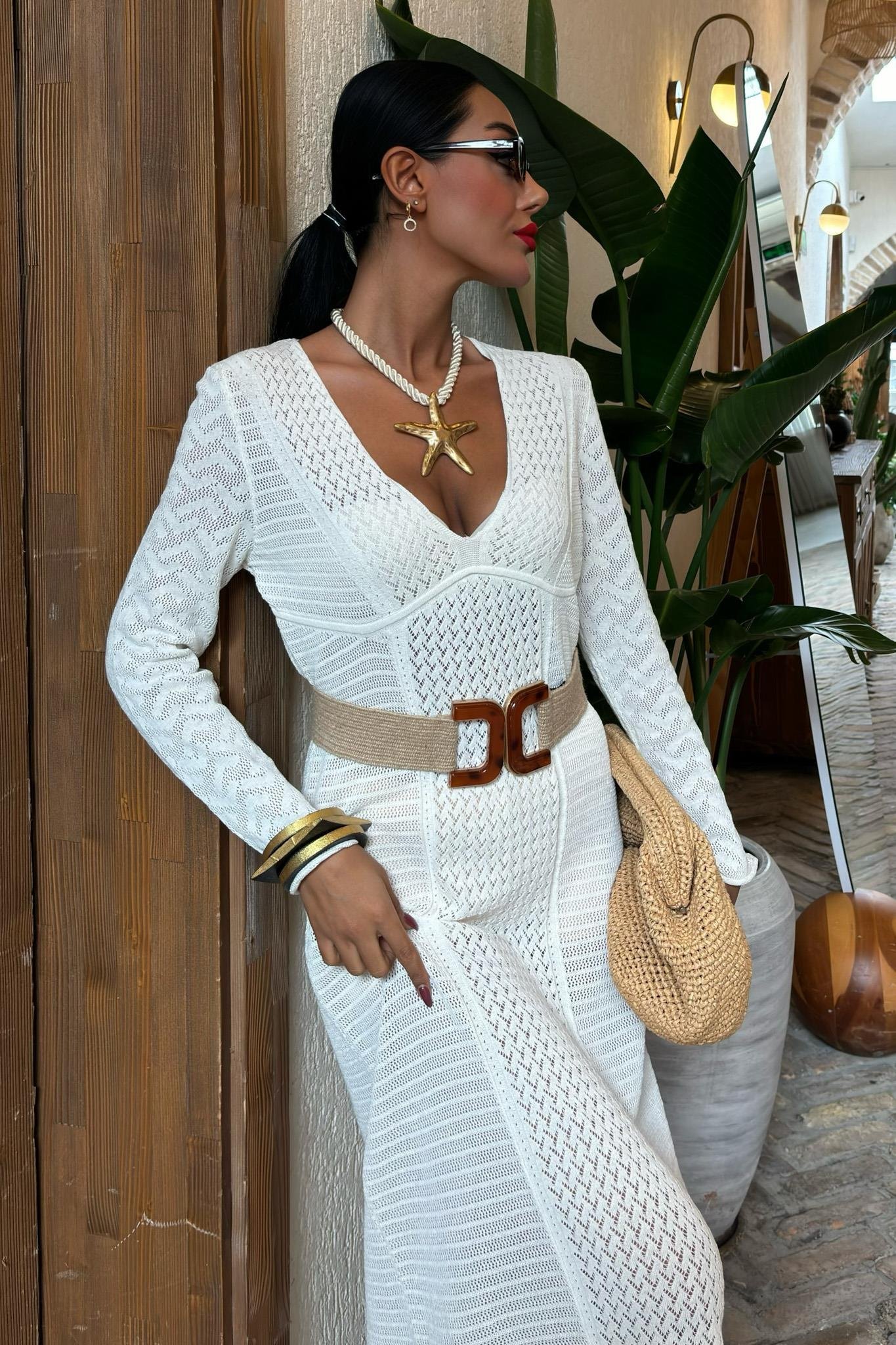 Ajurlu V Yaka Elbise 2851 R1-D-K2