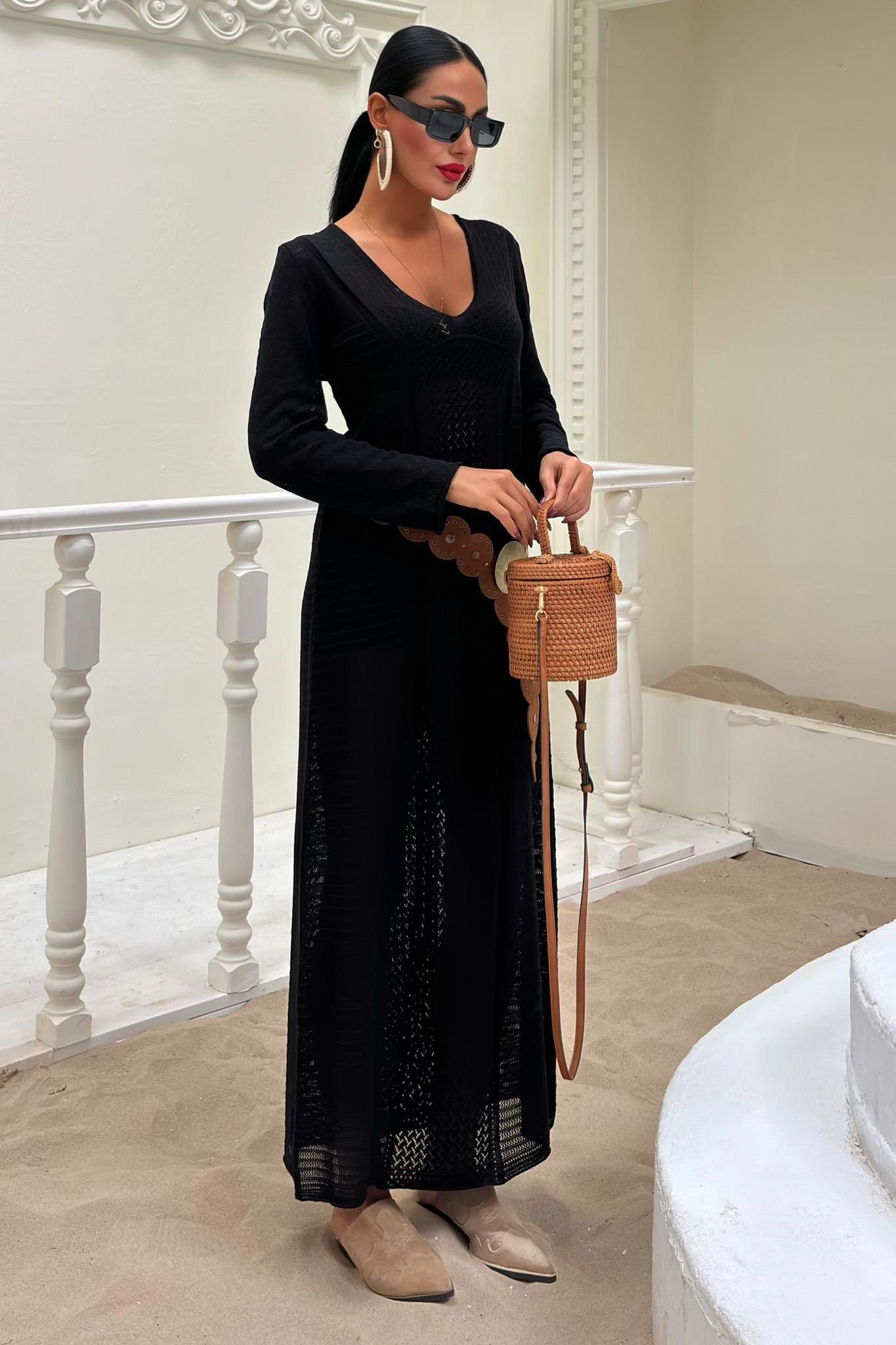 Ajurlu V Yaka Elbise 2851 R1-D-K2