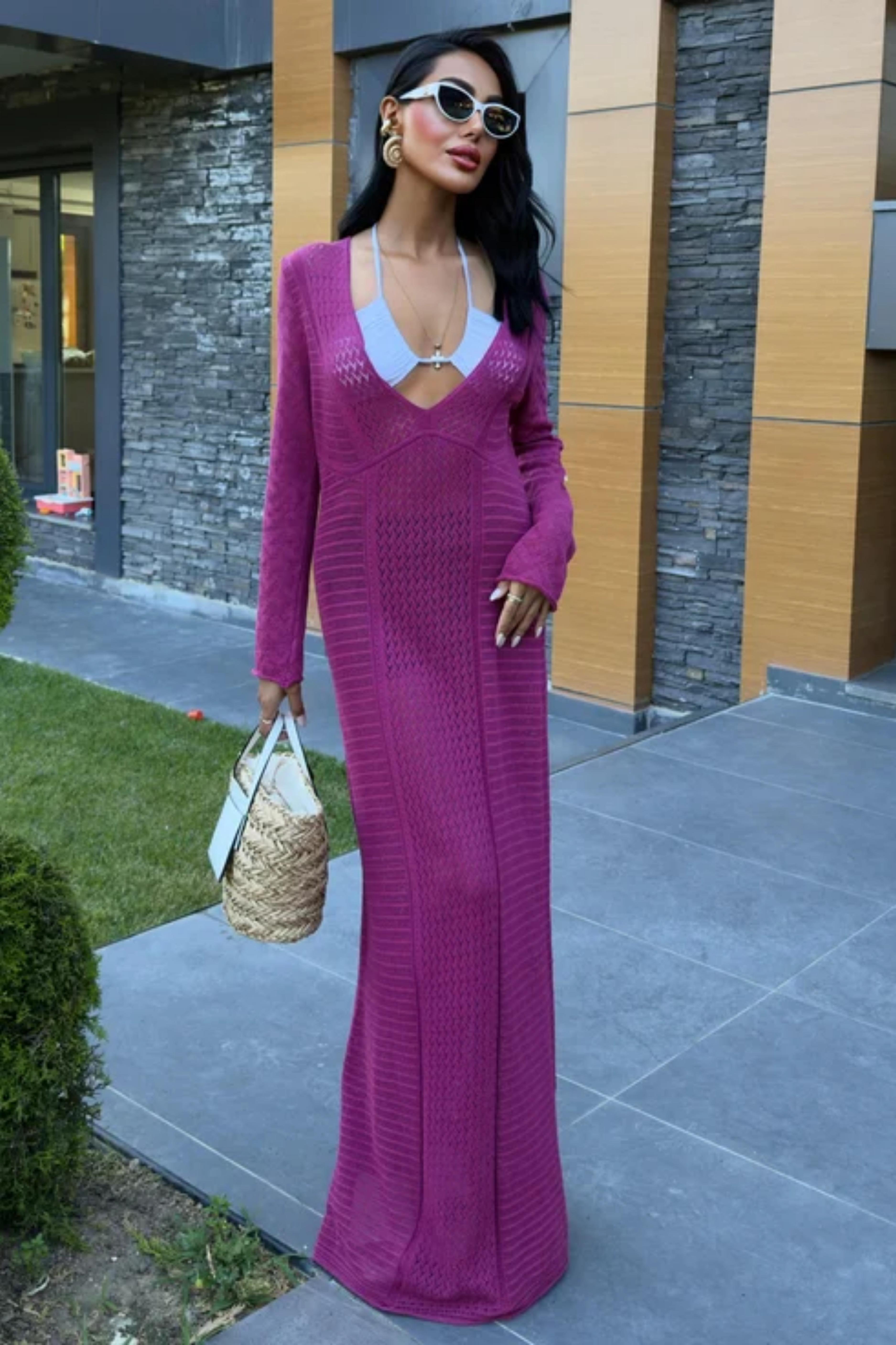 Ajurlu V Yaka Elbise 2851 R1-D-K2