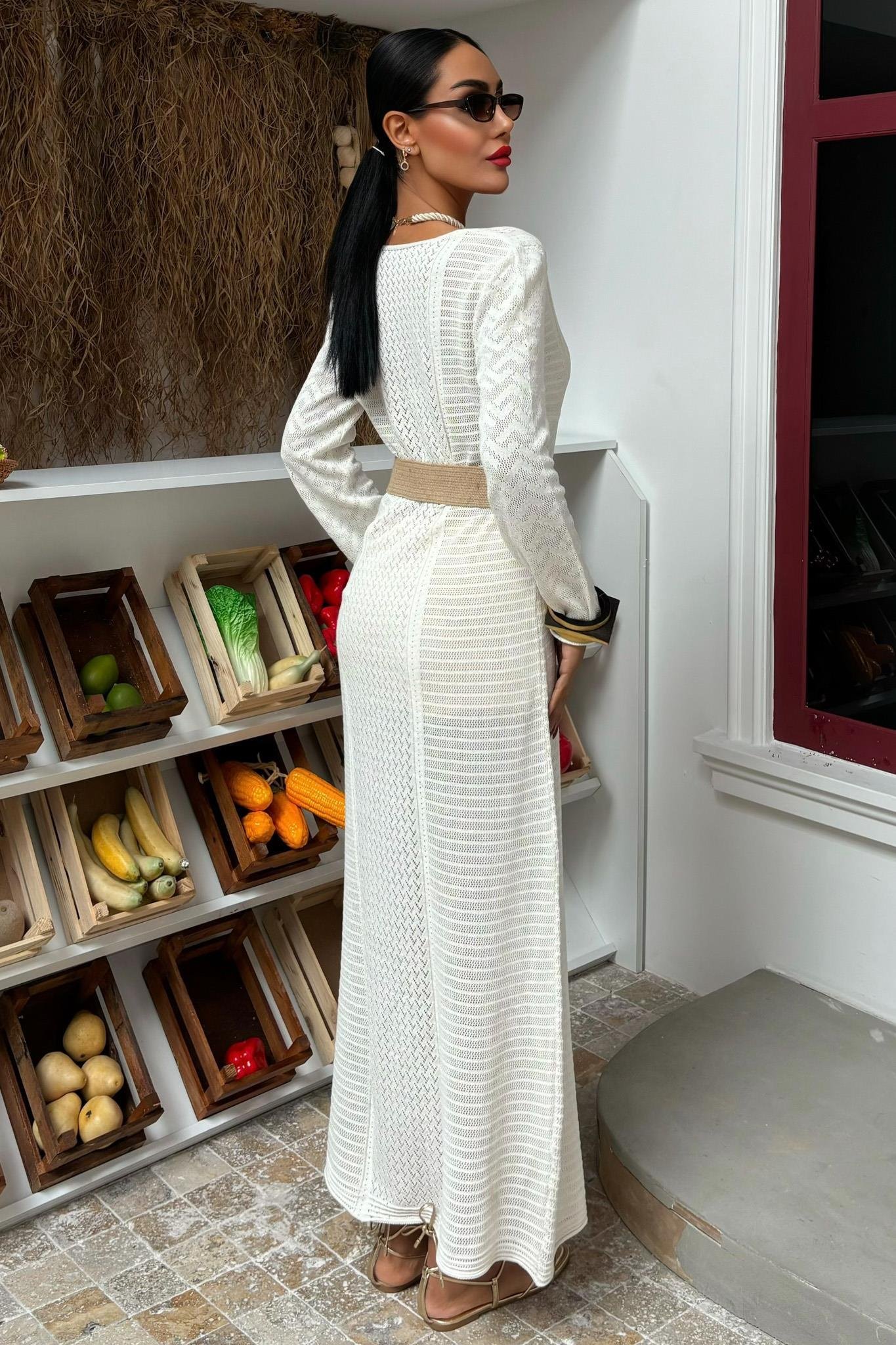 Ajurlu V Yaka Elbise 2851 R1-D-K2