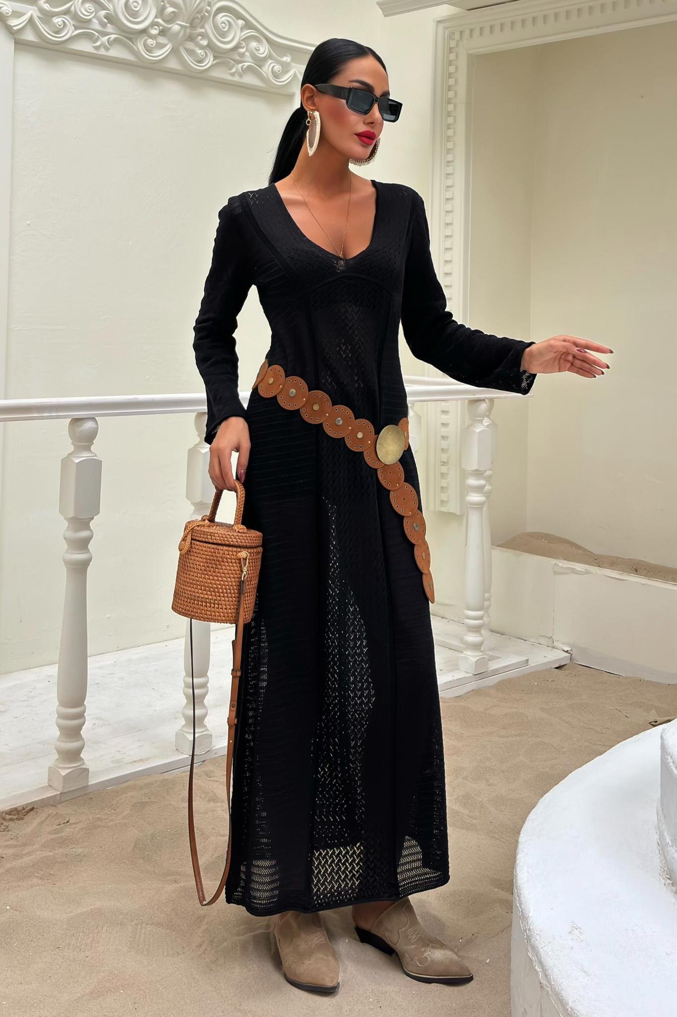 Ajurlu V Yaka Elbise 2851 R1-D-K2