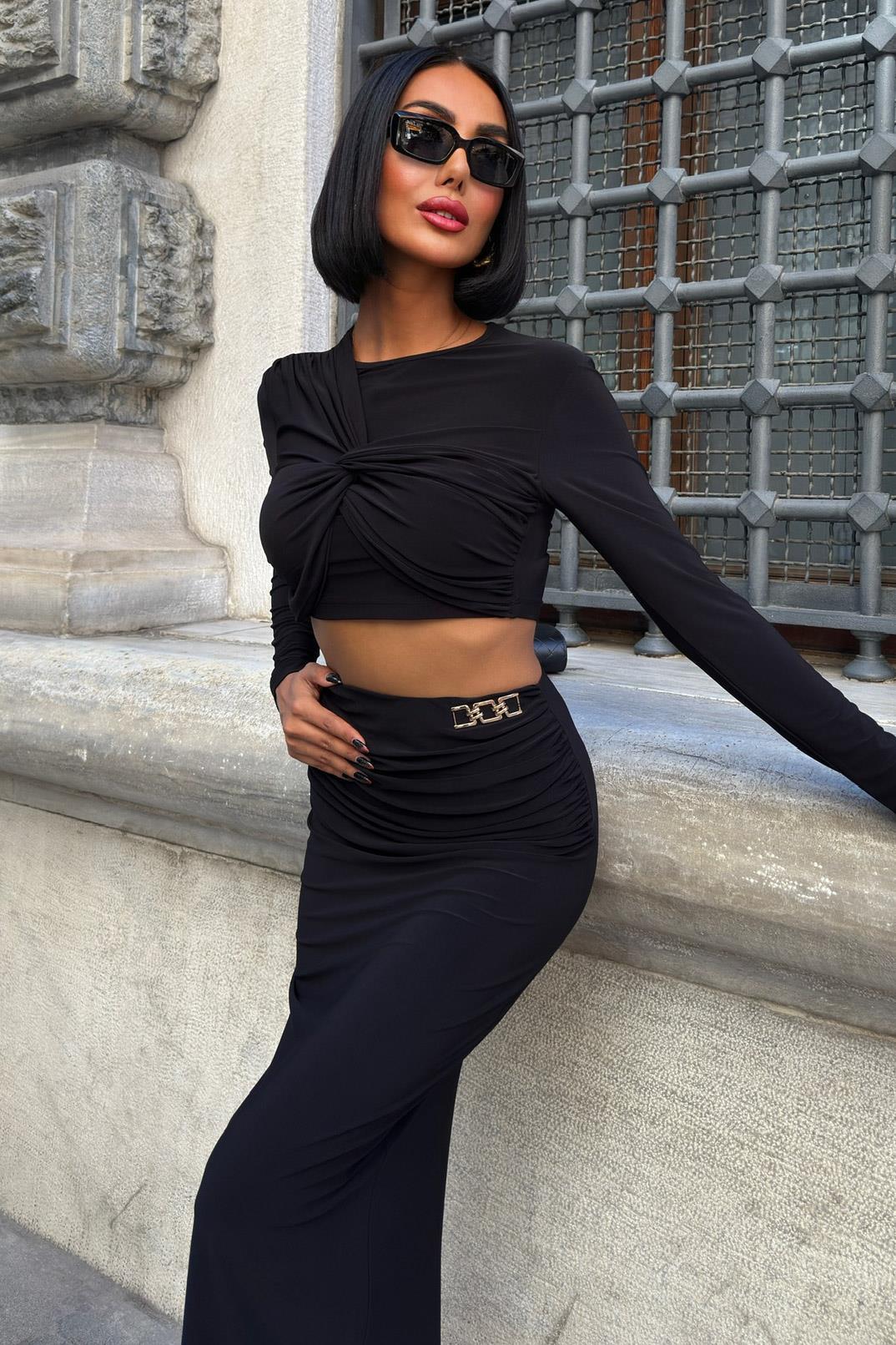 Aksesuar ve Büzgü Detaylı Sandy Takım 10263 R7-I-K4