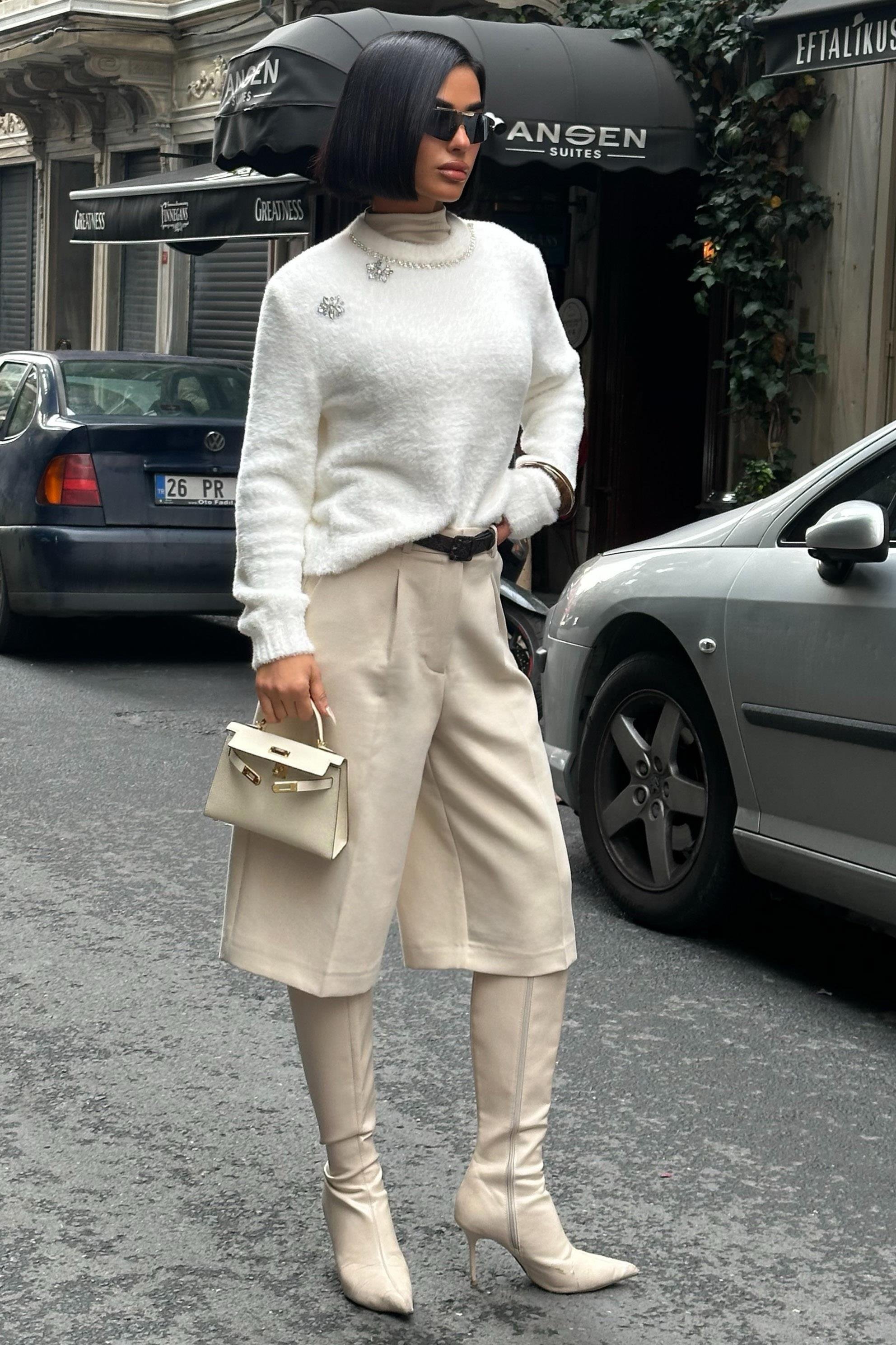 Aksesuarlı Premium Yumoş Kazak 1367 R2-B-K4