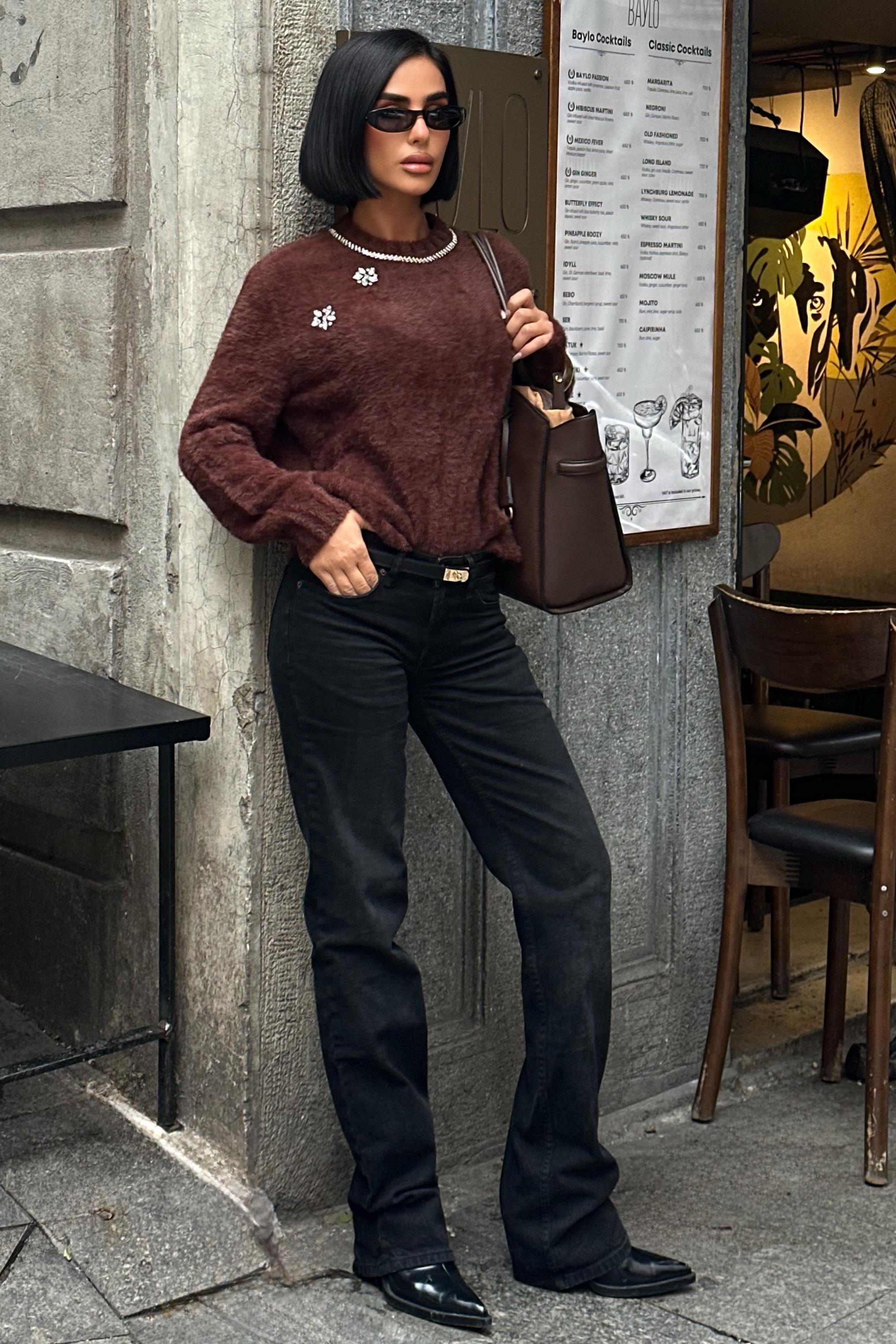 Aksesuarlı Premium Yumoş Kazak 1367 R2-B-K4