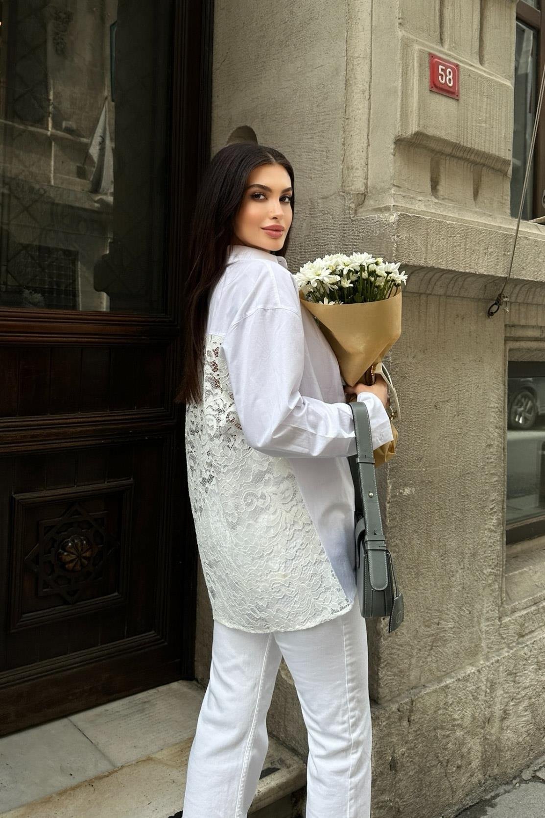 Alexis Sırt Dantel Oversıze Gömlek 3336-08 R5-B-K2