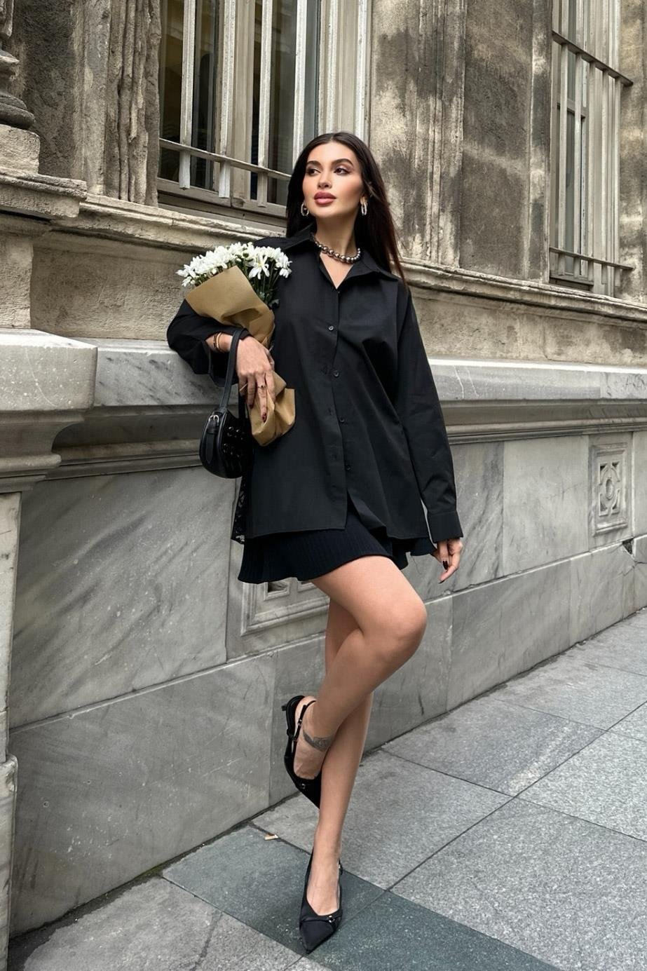 Alexis Sırt Dantel Oversıze Gömlek 3336-08 R5-B-K2