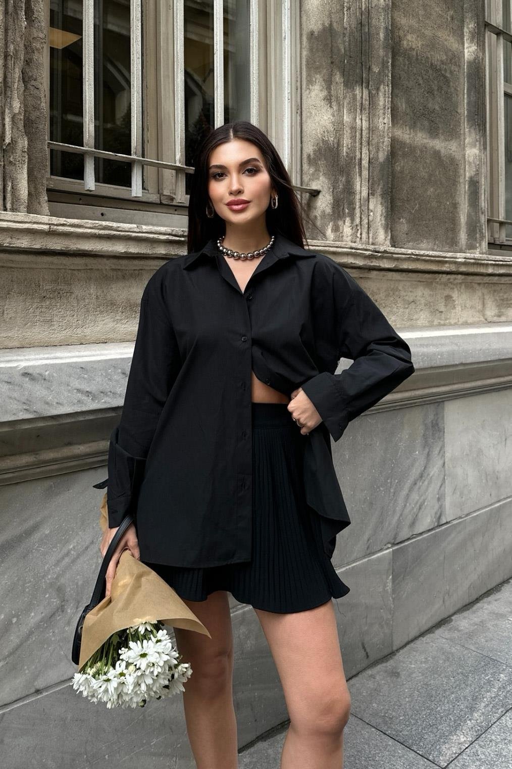 Alexis Sırt Dantel Oversıze Gömlek 3336-08 R5-B-K2