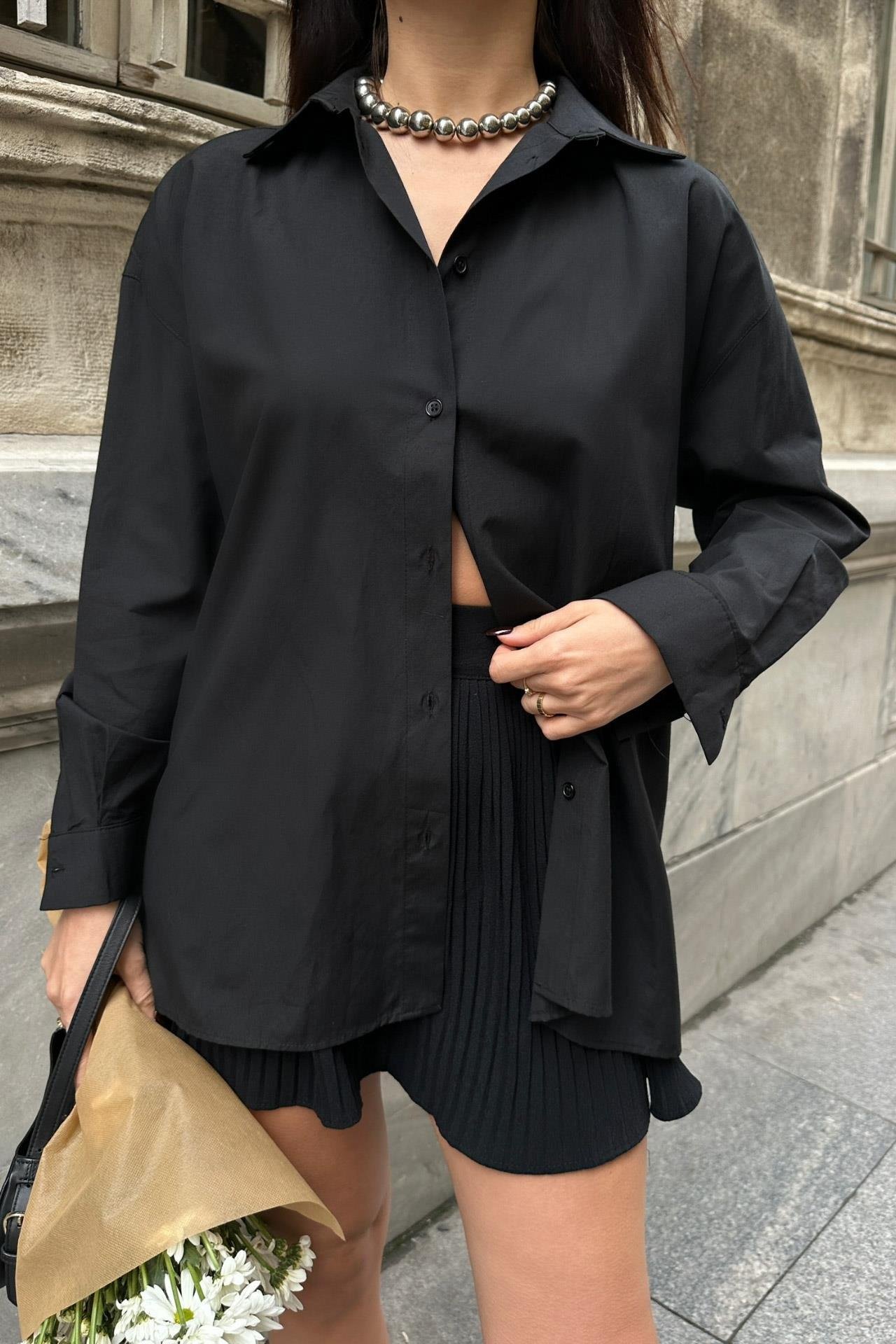 Alexis Sırt Dantel Oversıze Gömlek 3336-08 R5-B-K2