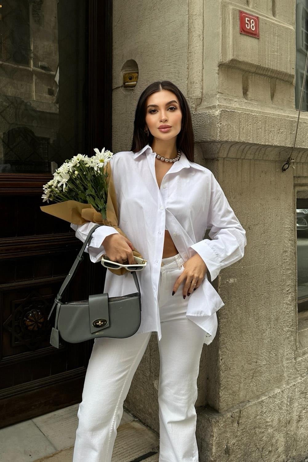 Alexis Sırt Dantel Oversıze Gömlek 3336-08 R5-B-K2