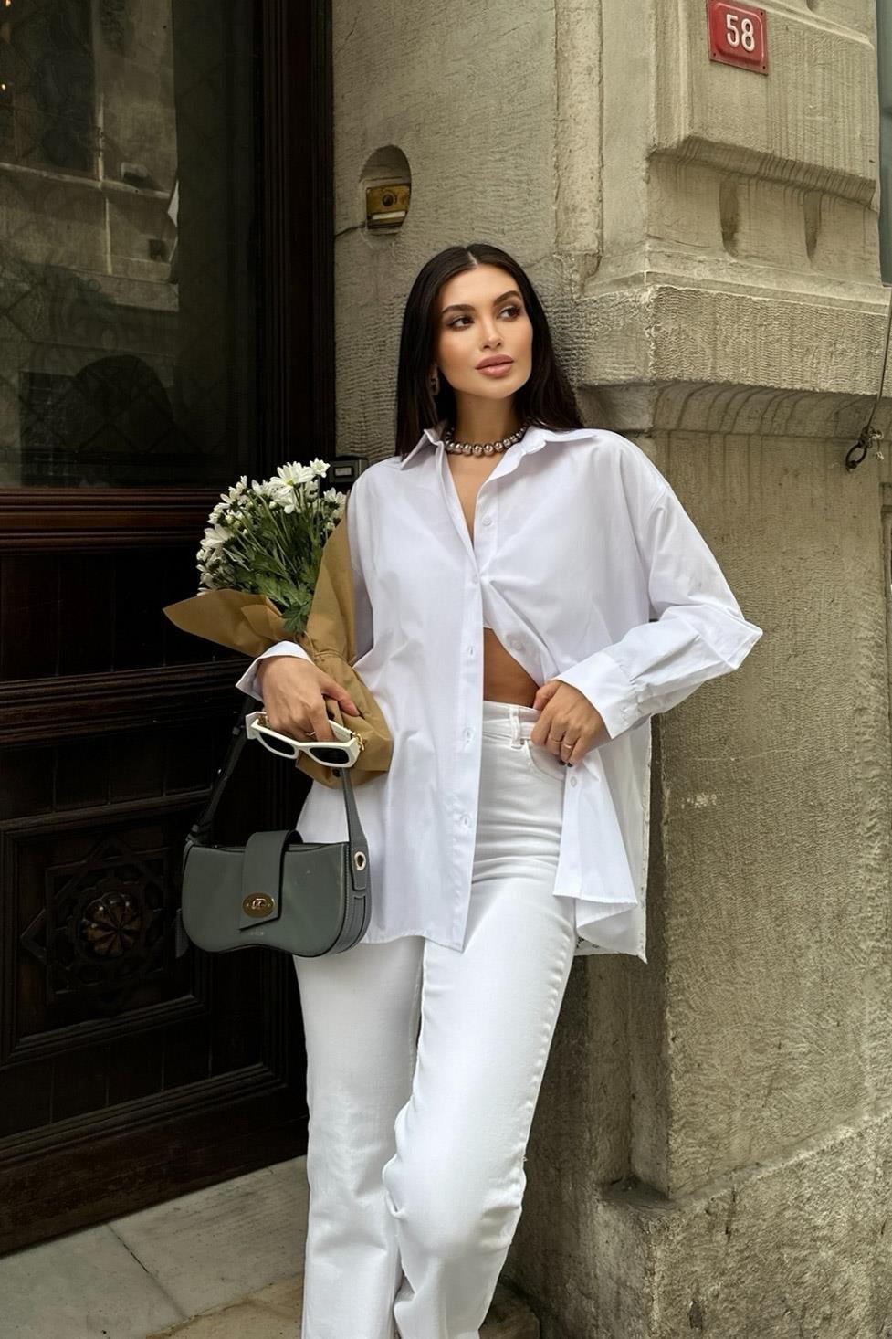 Alexis Sırt Dantel Oversıze Gömlek 3336-08 R5-B-K2