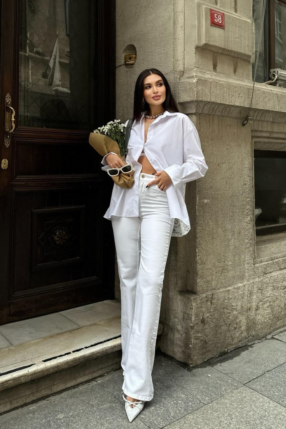 Alexis Sırt Dantel Oversıze Gömlek 3336-08 R5-B-K2