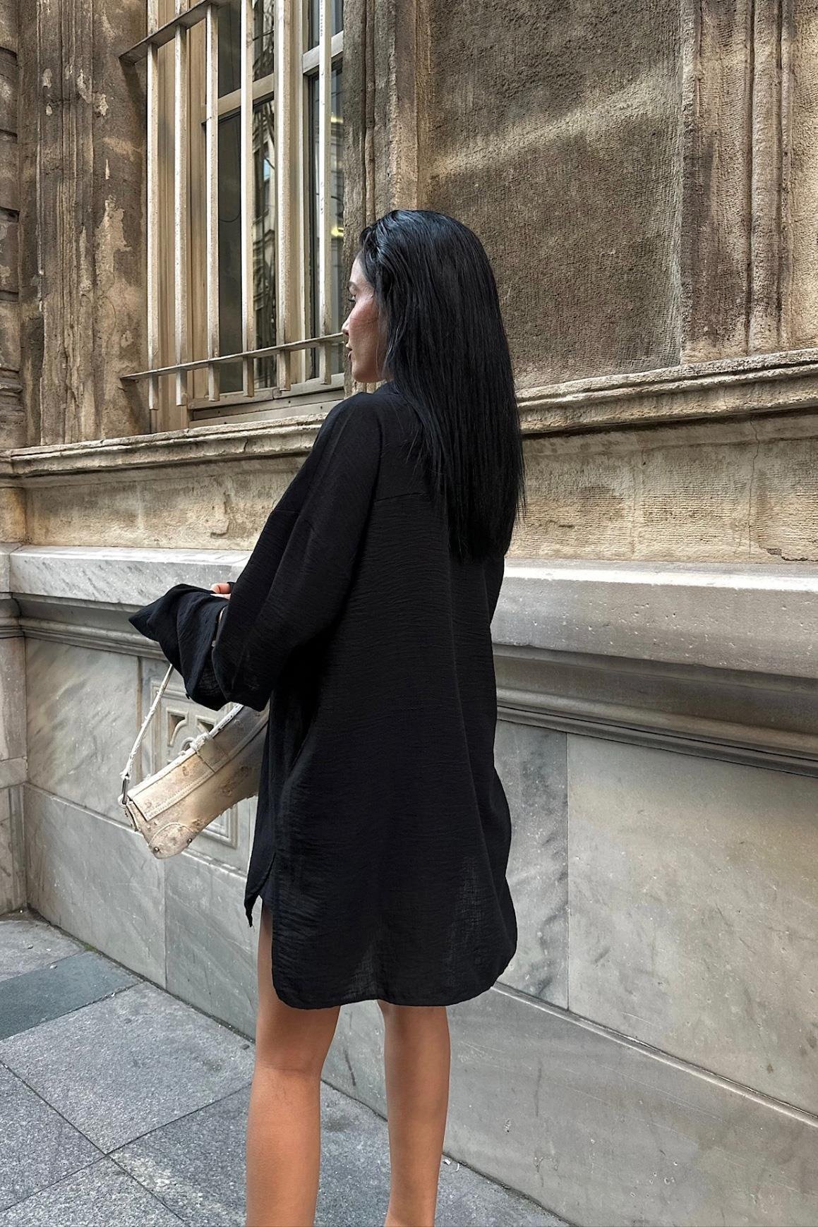 Alina Kol Cut Out Keten Gömlek 3252-08