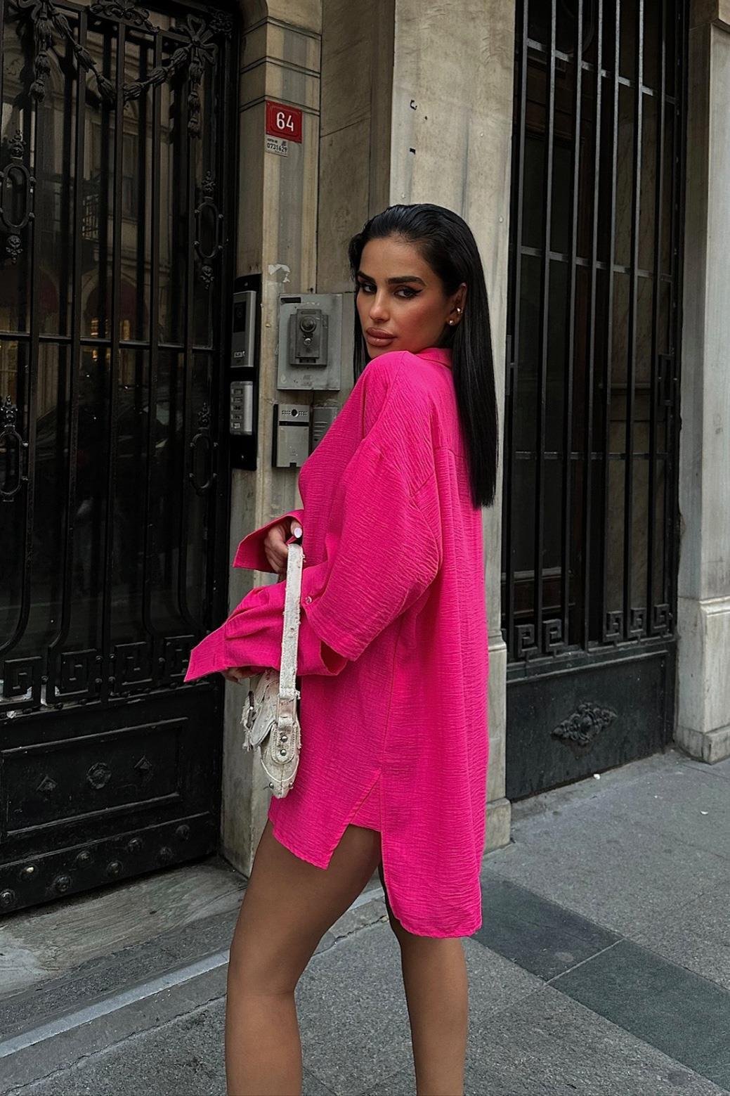 Alina Kol Cut Out Keten Gömlek 3252-08