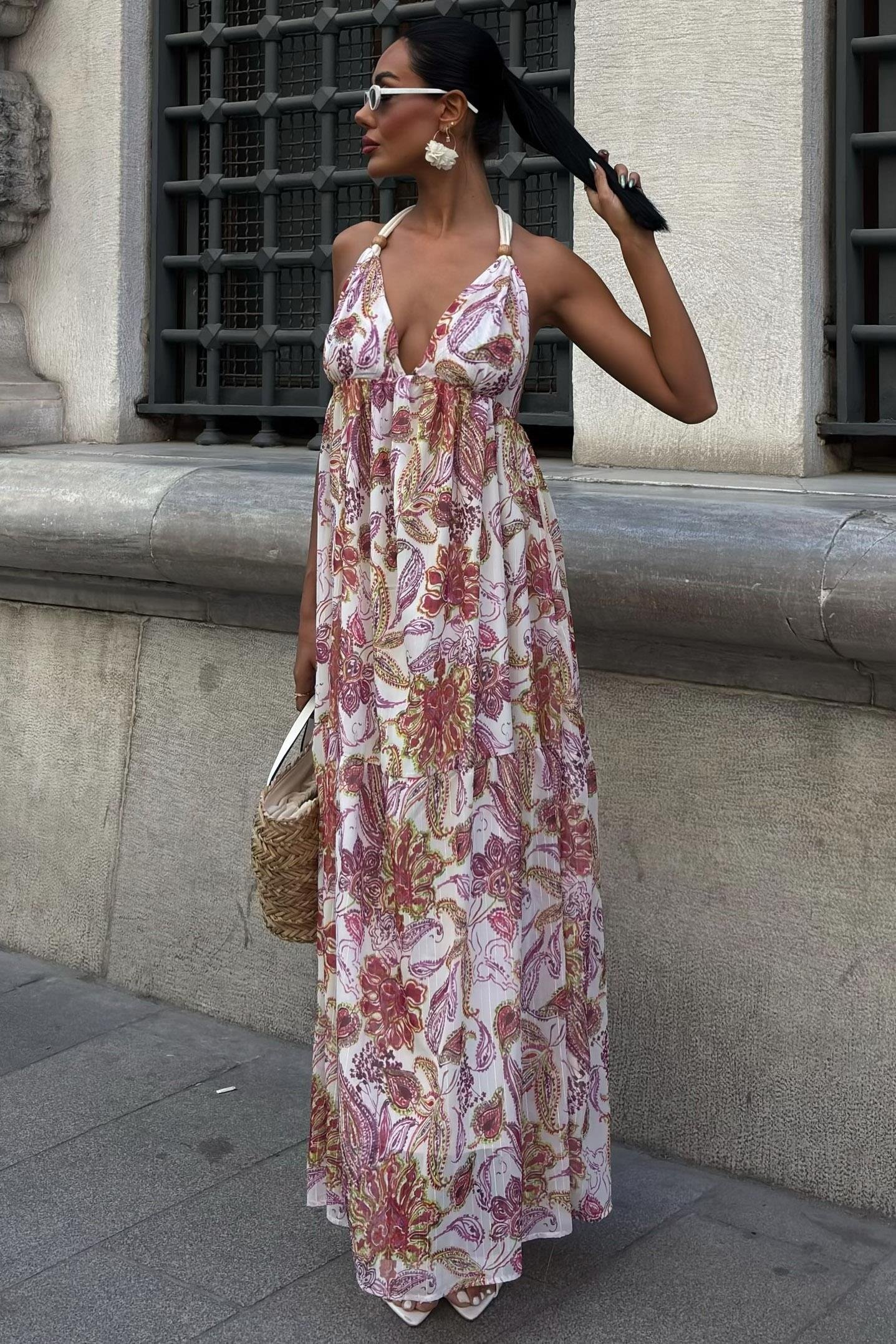 Amelia Sırt Dekolteli Şifon Elbise 2614 R5-G-K3