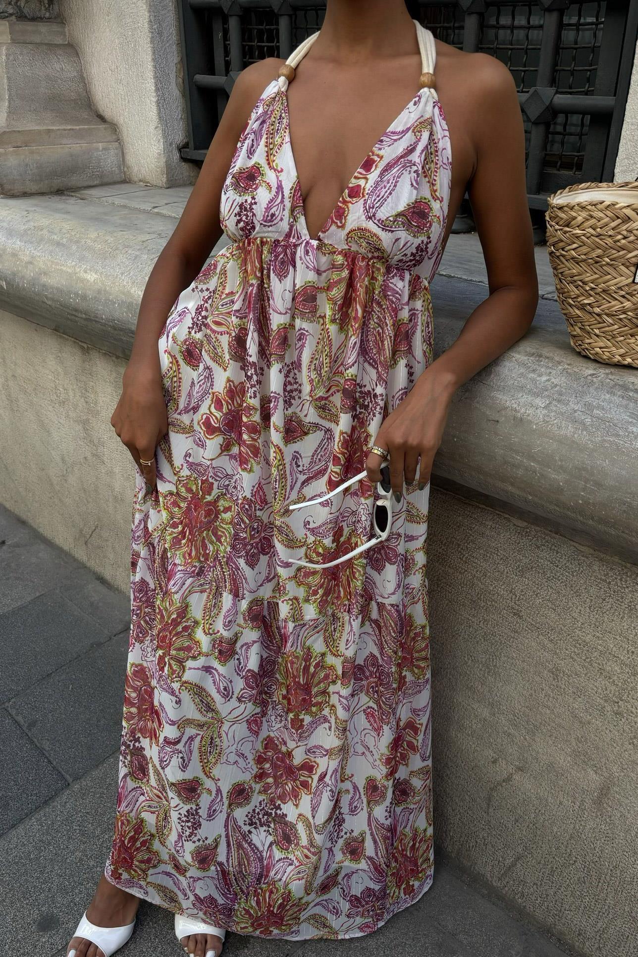 Amelia Sırt Dekolteli Şifon Elbise 2614 R5-G-K3