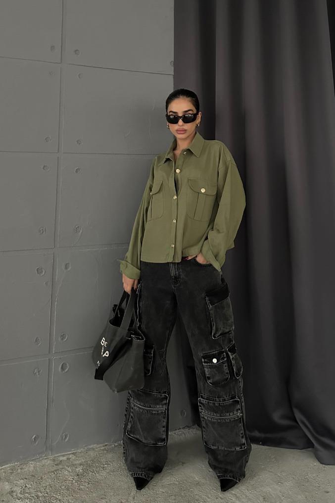 Anya Oversize Gabardin Ceket 6063-8 R4-G-K2