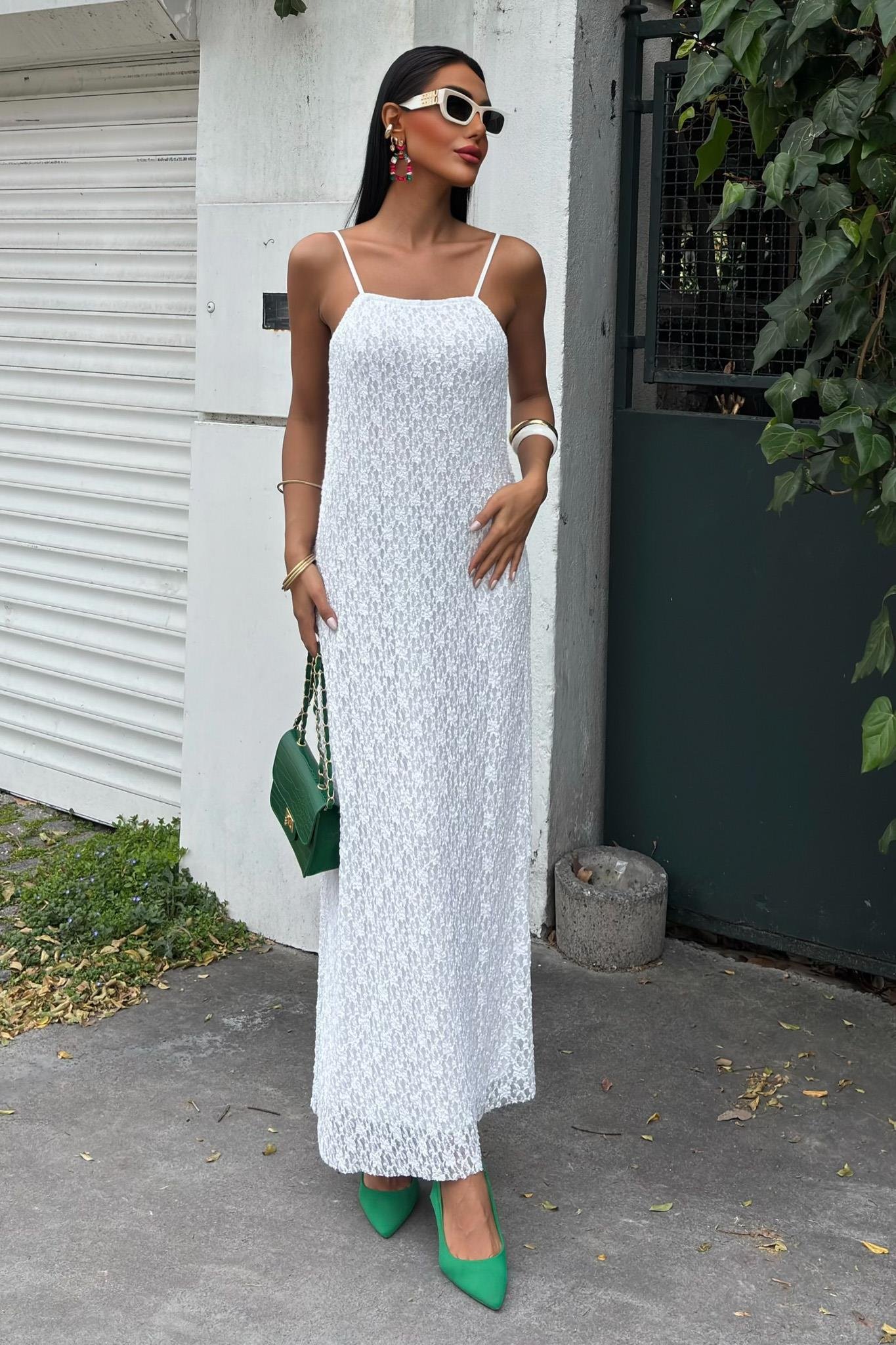 Askıları Ayarlanabilir Örme Dantel Elbise 2879 R5-D-K2