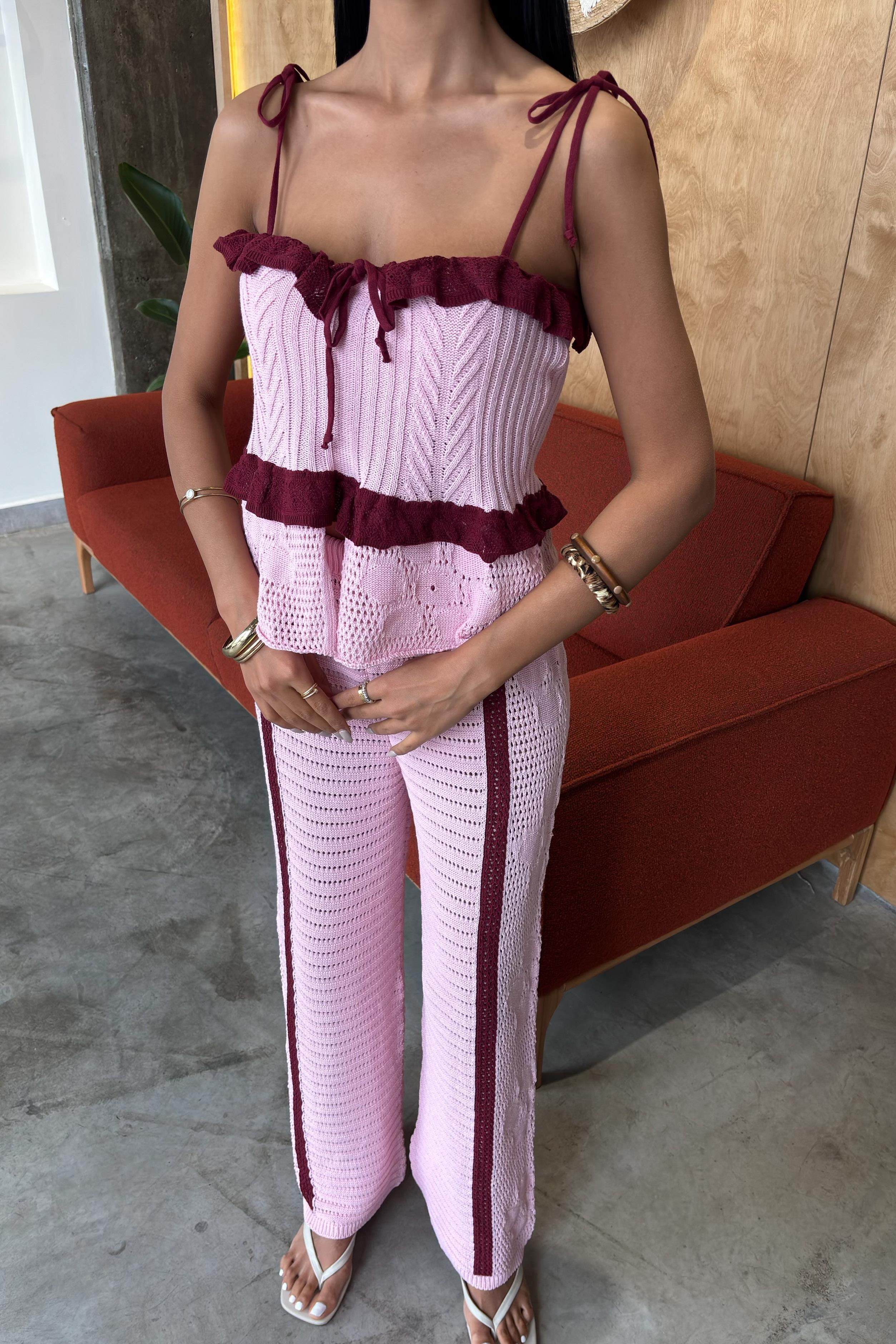 Askılı Bluz Pantolon Triko Takım 10114 R1-B-K5