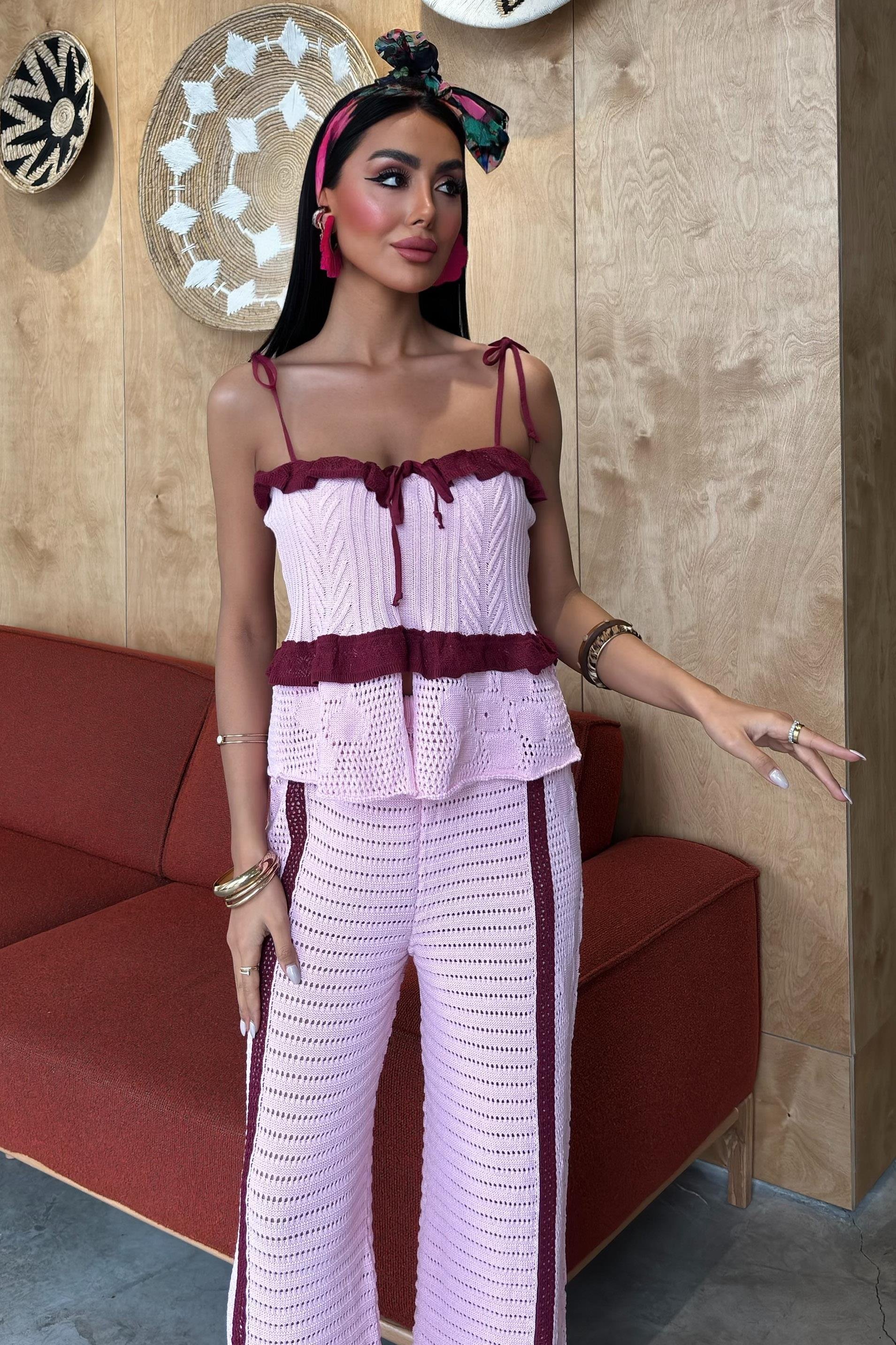 Askılı Bluz Pantolon Triko Takım 10114 R1-B-K5