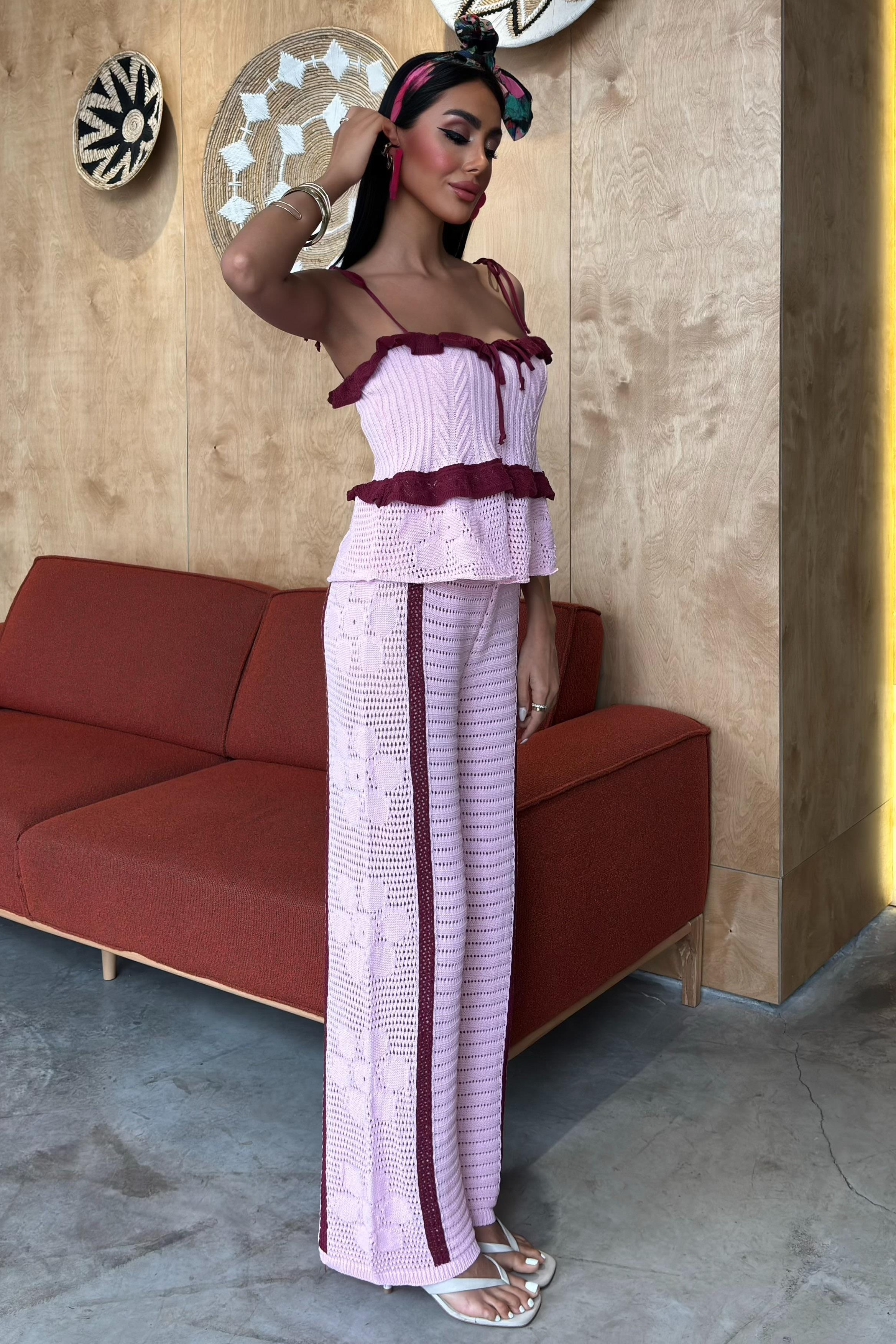 Askılı Bluz Pantolon Triko Takım 10114 R1-B-K5