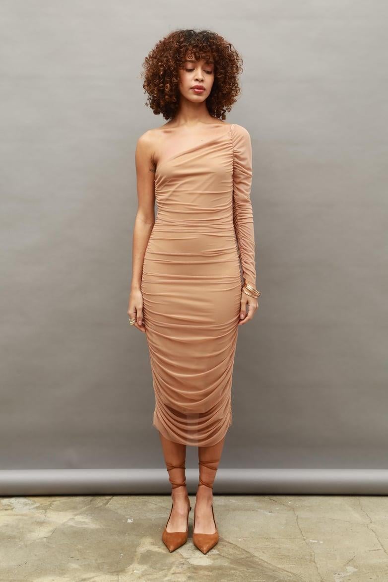 Aslabama Tek Kol Tül Elbise 2596-08