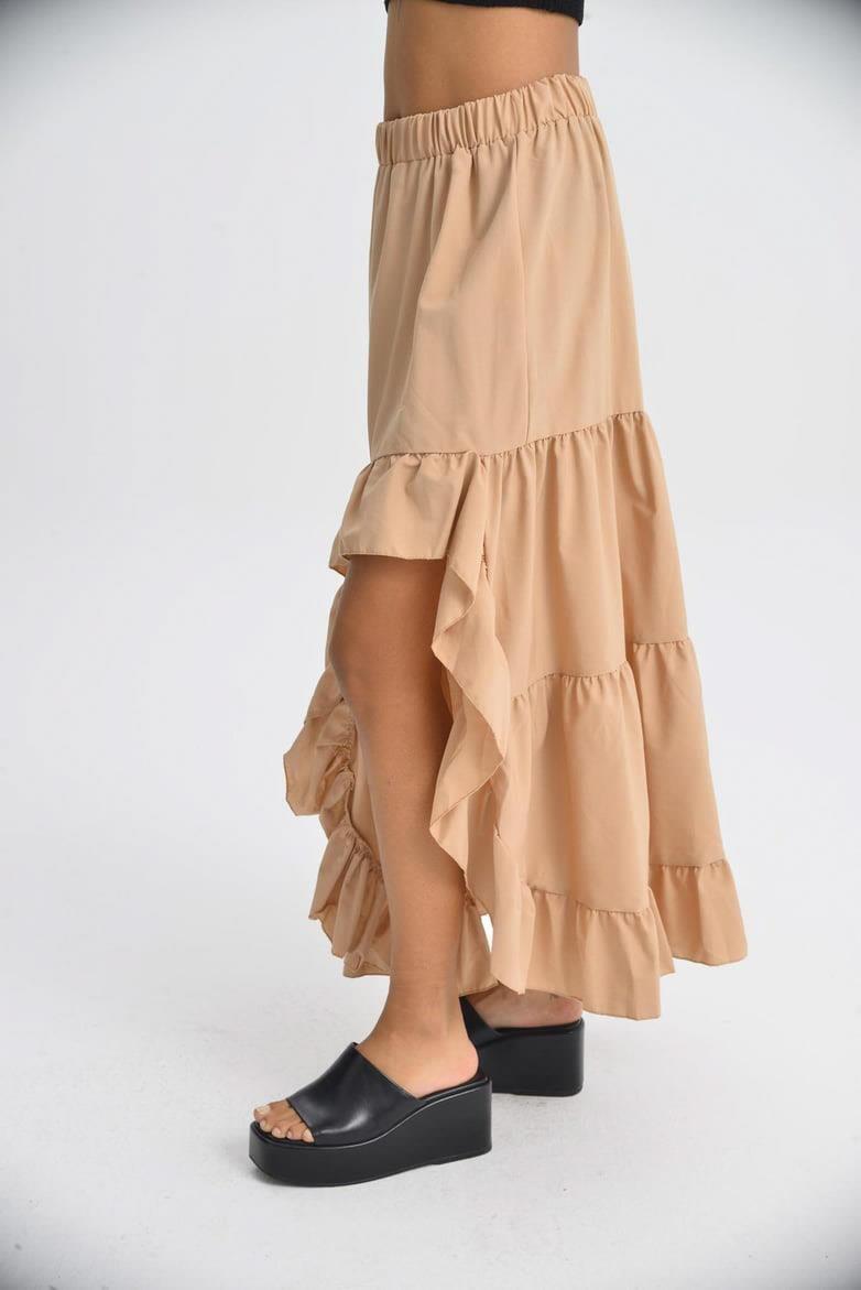 Audrey Fıfrlı Yırtmaç Detay Etek 4037 R6-I-K4