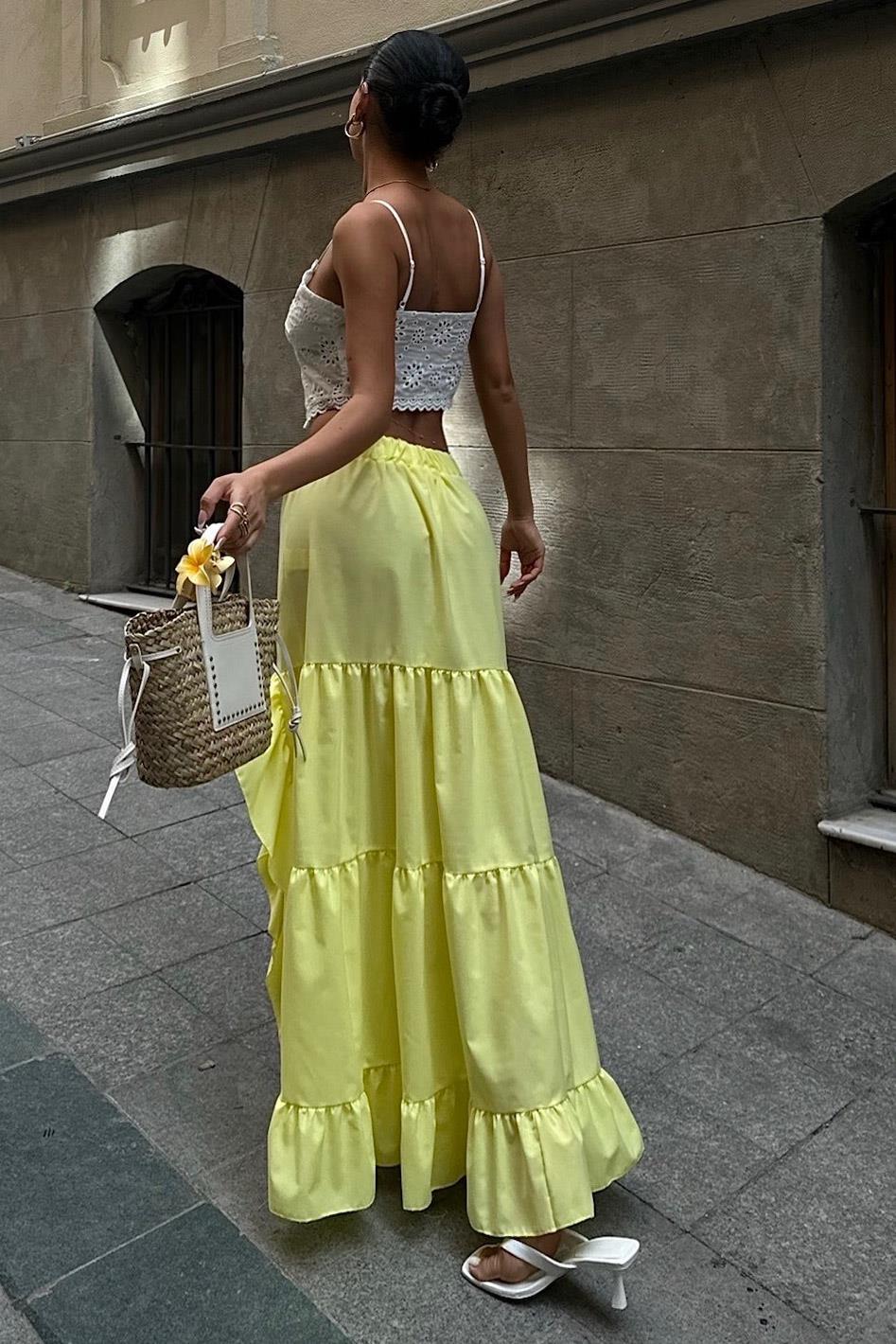 Audrey Fıfrlı Yırtmaç Detay Etek 4037 R6-I-K4