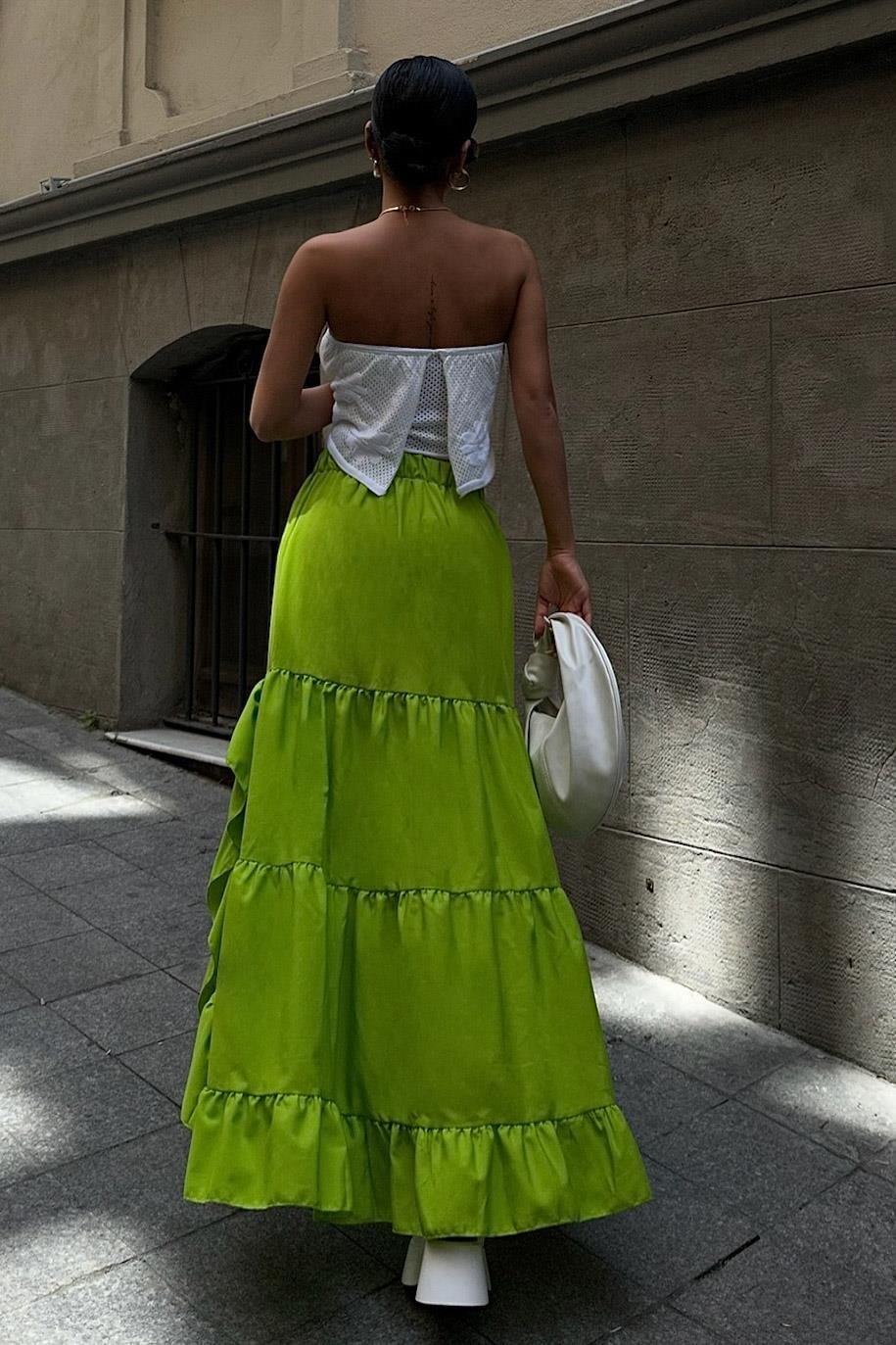 Audrey Fıfrlı Yırtmaç Detay Etek 4037 R6-I-K4