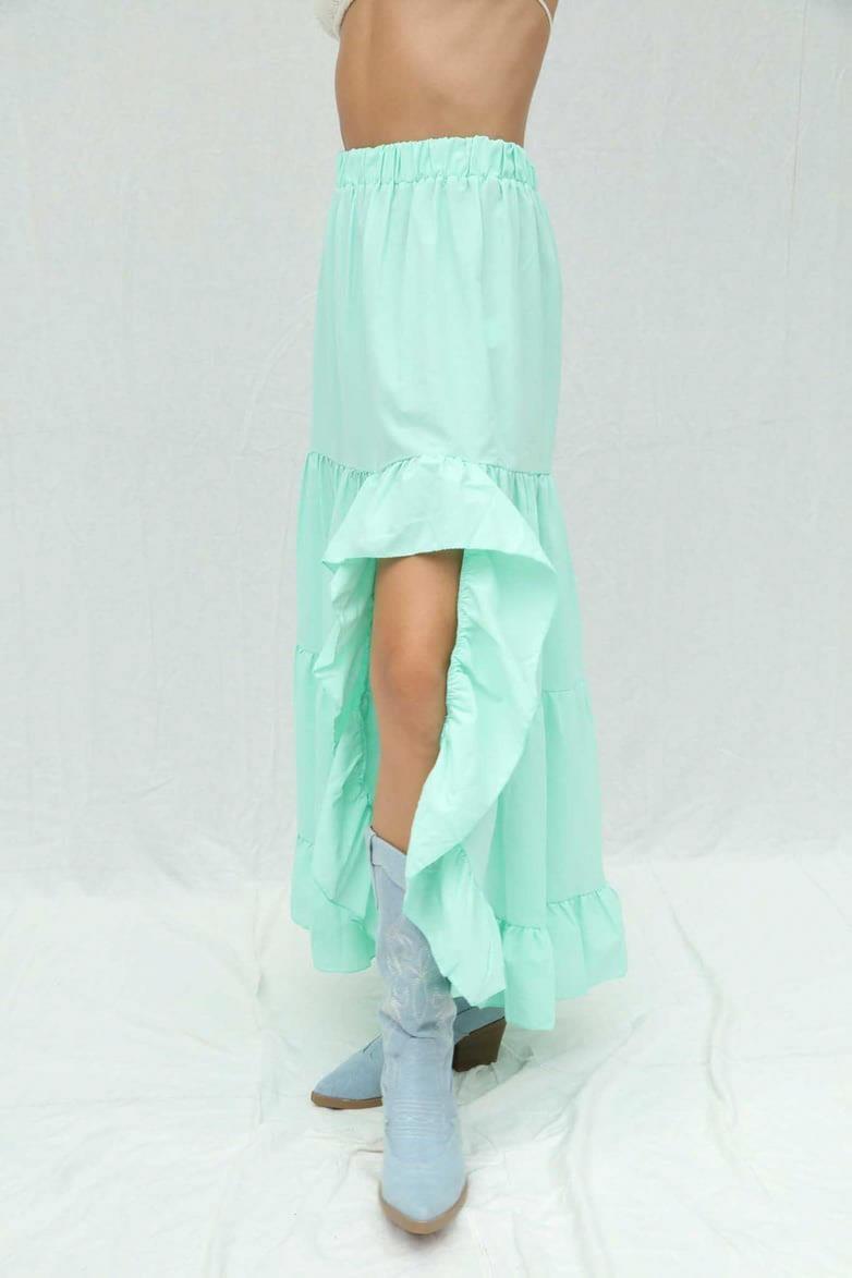 Audrey Fıfrlı Yırtmaç Detay Etek 4037 R6-I-K4