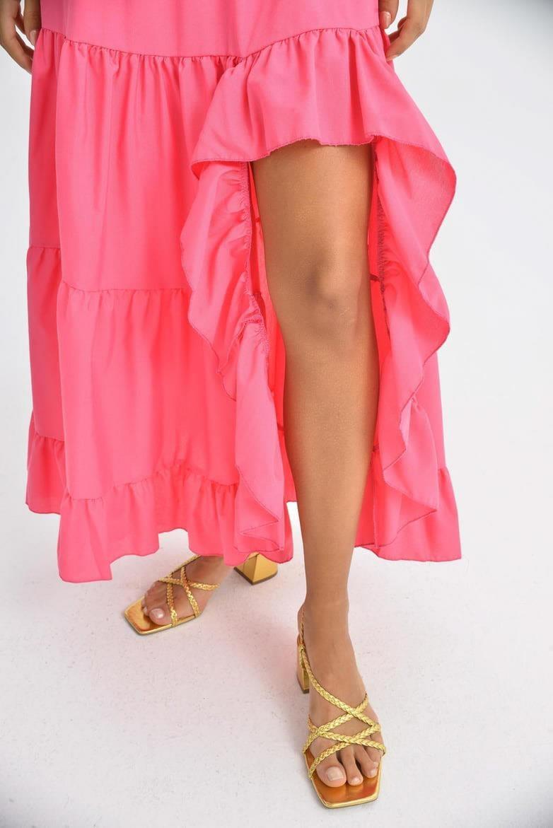 Audrey Fıfrlı Yırtmaç Detay Etek 4037 R6-I-K4