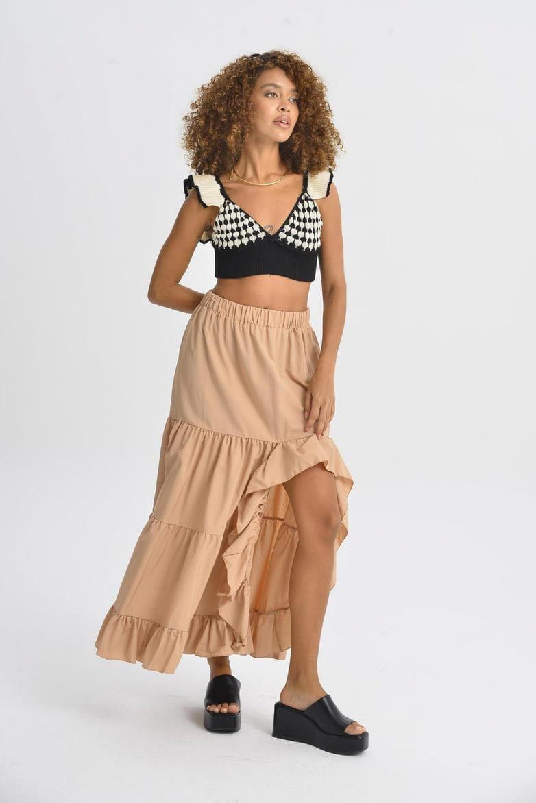 Audrey Fıfrlı Yırtmaç Detay Etek 4037 R6-I-K4