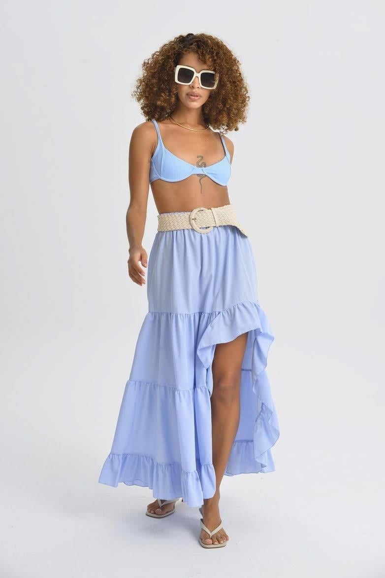 Audrey Fıfrlı Yırtmaç Detay Etek 4037 R6-I-K4