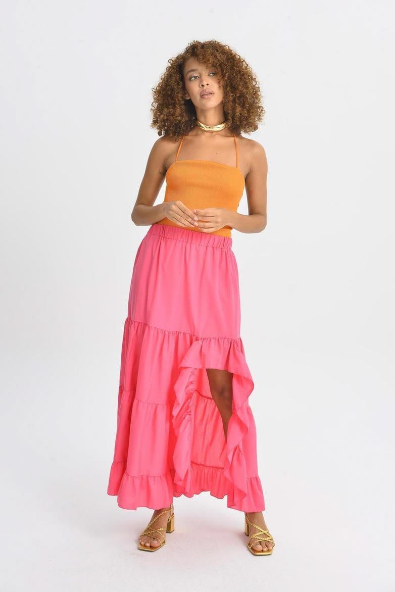 Audrey Fıfrlı Yırtmaç Detay Etek 4037 R6-I-K4