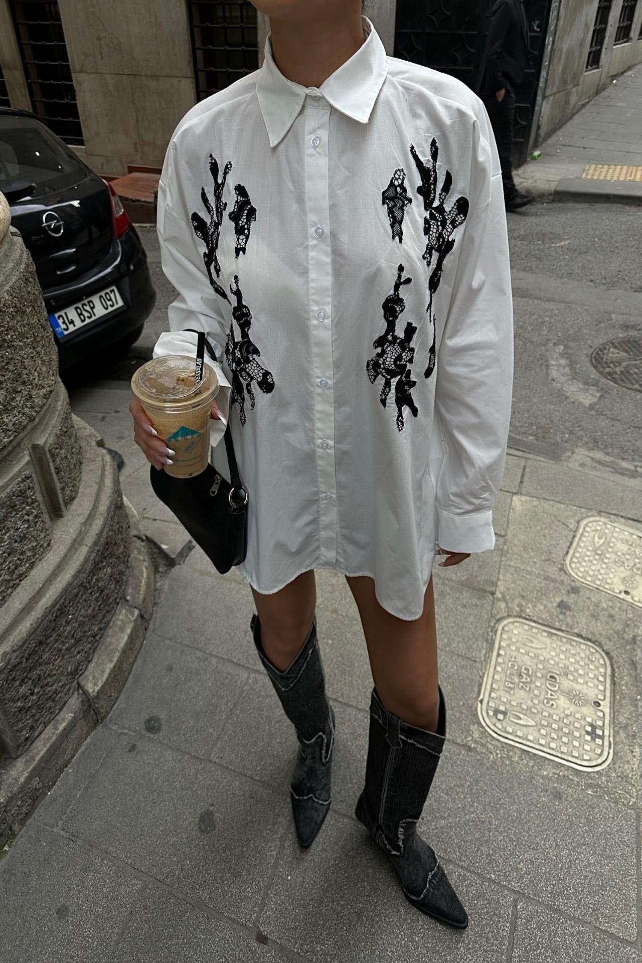 Bailey Dantel Nakışlı Gömlek 3386-08 R6-D-K4