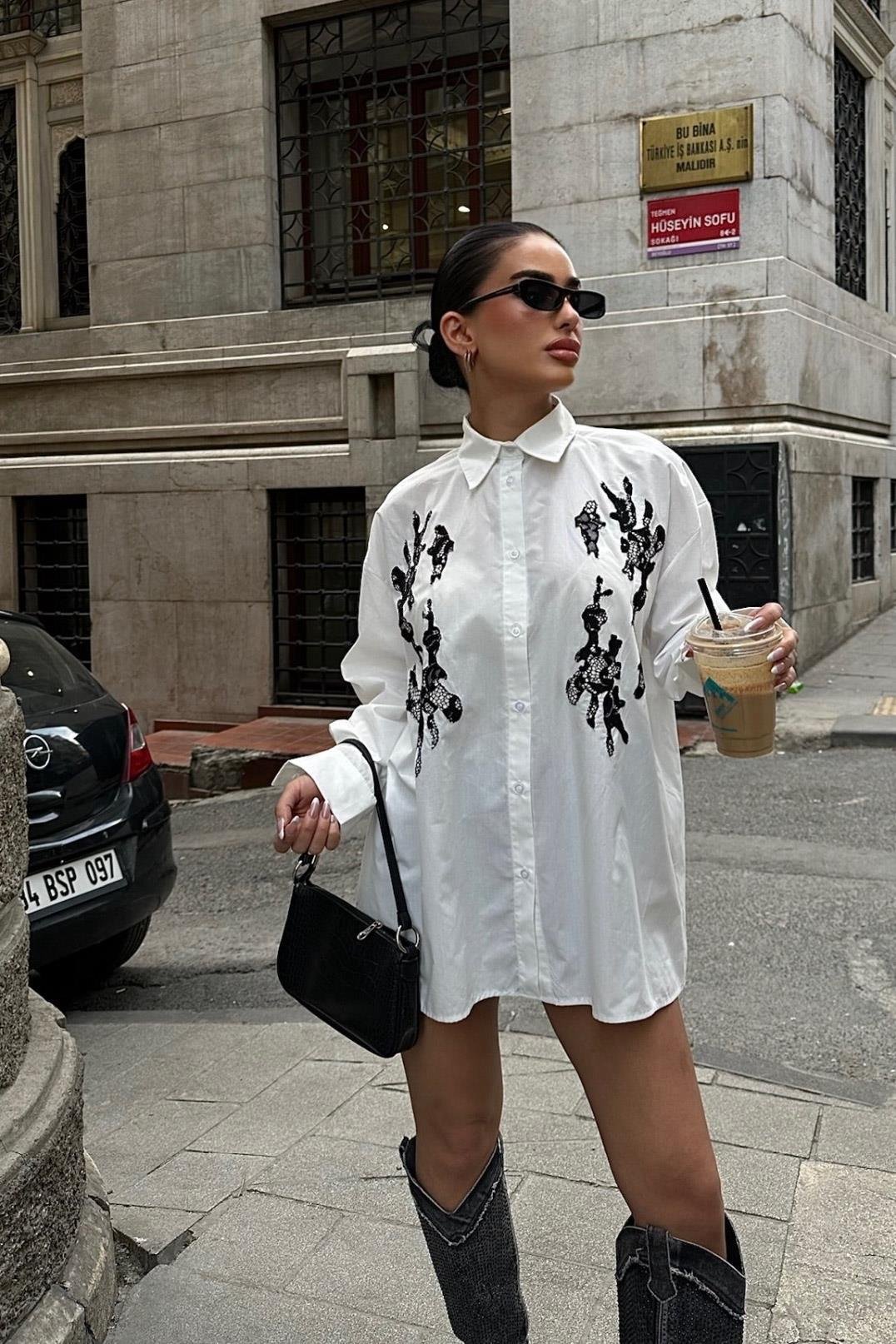 Bailey Dantel Nakışlı Gömlek 3386-08 R6-D-K4