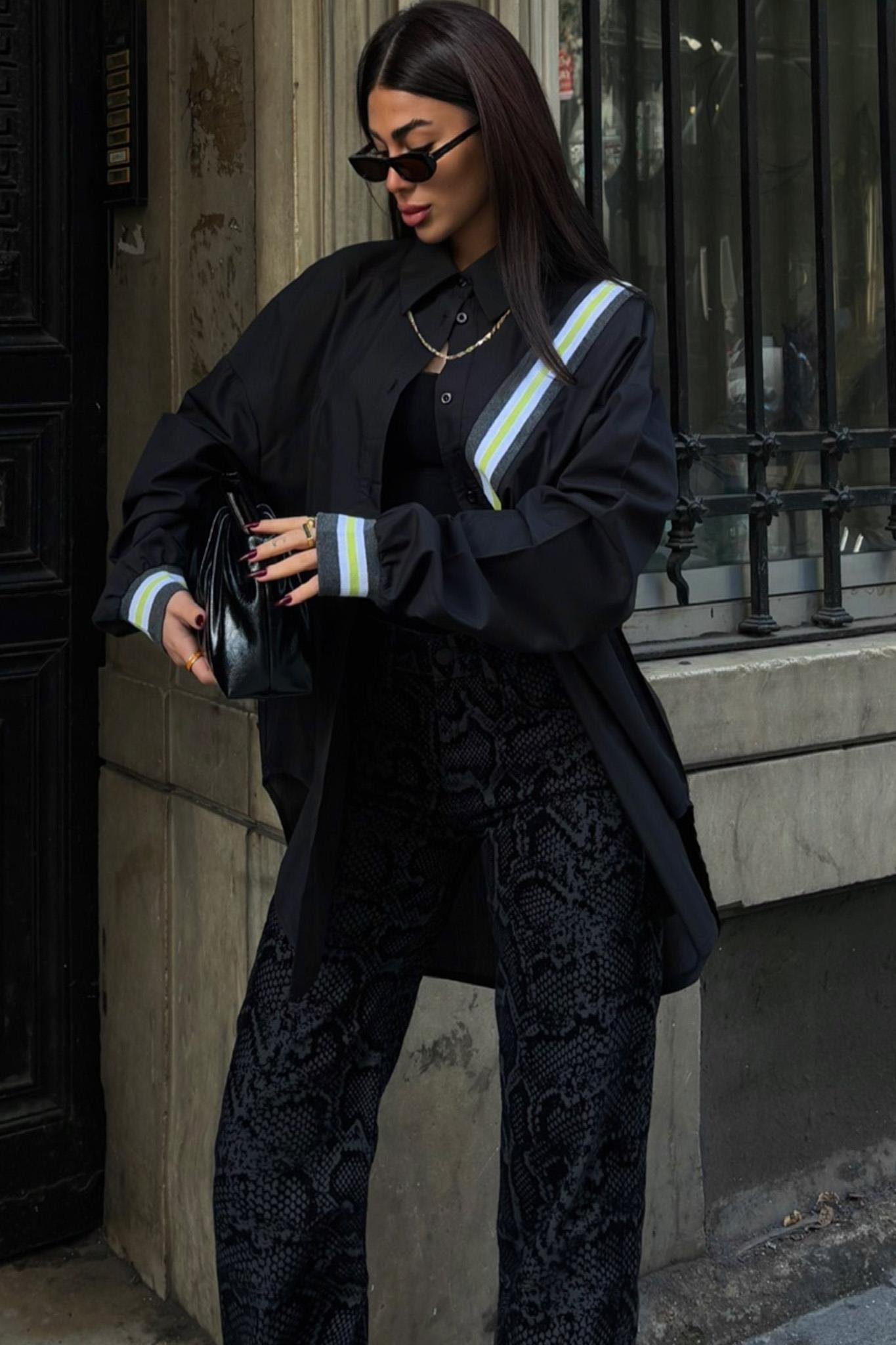 Bant Detaylı Oversize Poplin Gömlek 3436 R6-F-K3