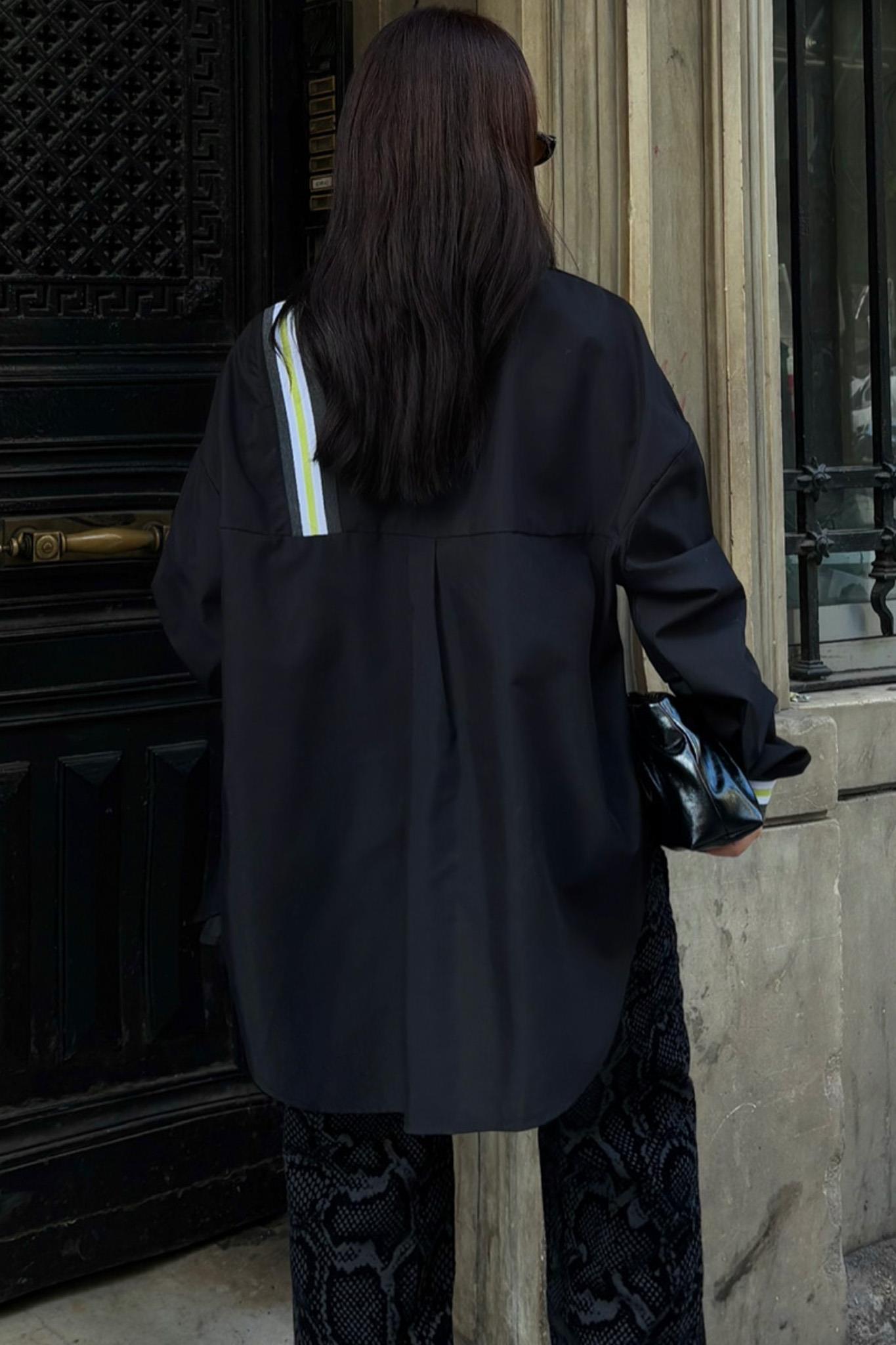 Bant Detaylı Oversize Poplin Gömlek 3436 R6-F-K3