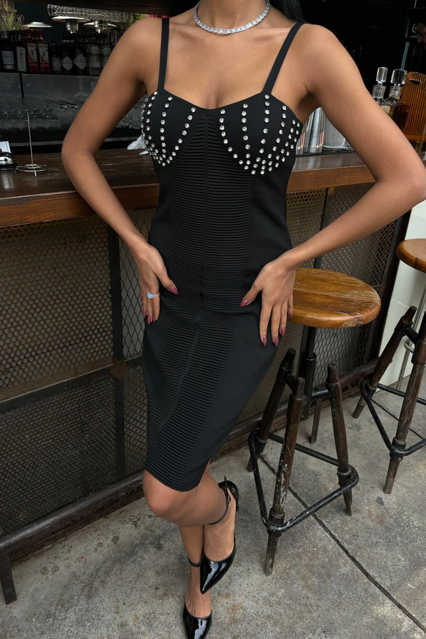 Belina Taş Detaylıı Mini Elbise 2804 R2-H-K2